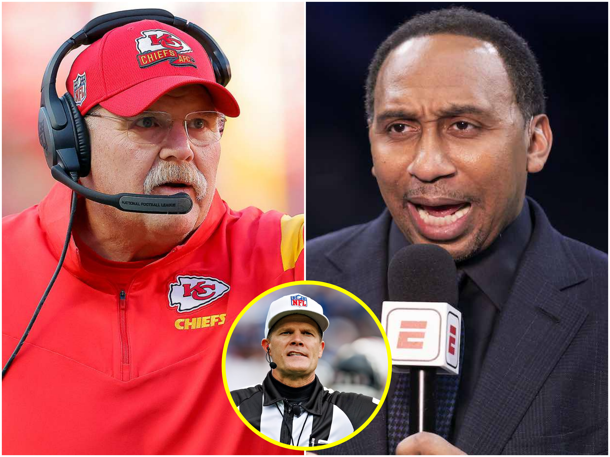 Cover Image for Sports analyst Stephen A. Smith SHOCKS everyone after delivering a direct message on ESPN “warning” about shady bribery among NFL referees, particularly head referee Clay Martin officiating the Kansas City Chiefs vs. Houston Texans game, prompting an outraged response from Andy Reid…