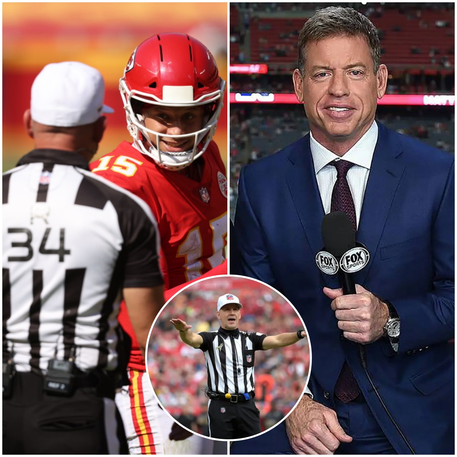 Cover Image for BREAKING: NFL on FOX sports radio host Troy Aikman is happy to hear that three referees who worked the game between the Buffalo Bills and Kansas City Chiefs have been suspended and are under investigation after the referee overlooked multiple errors and may be involved in a bribery ring that affects the NFL….