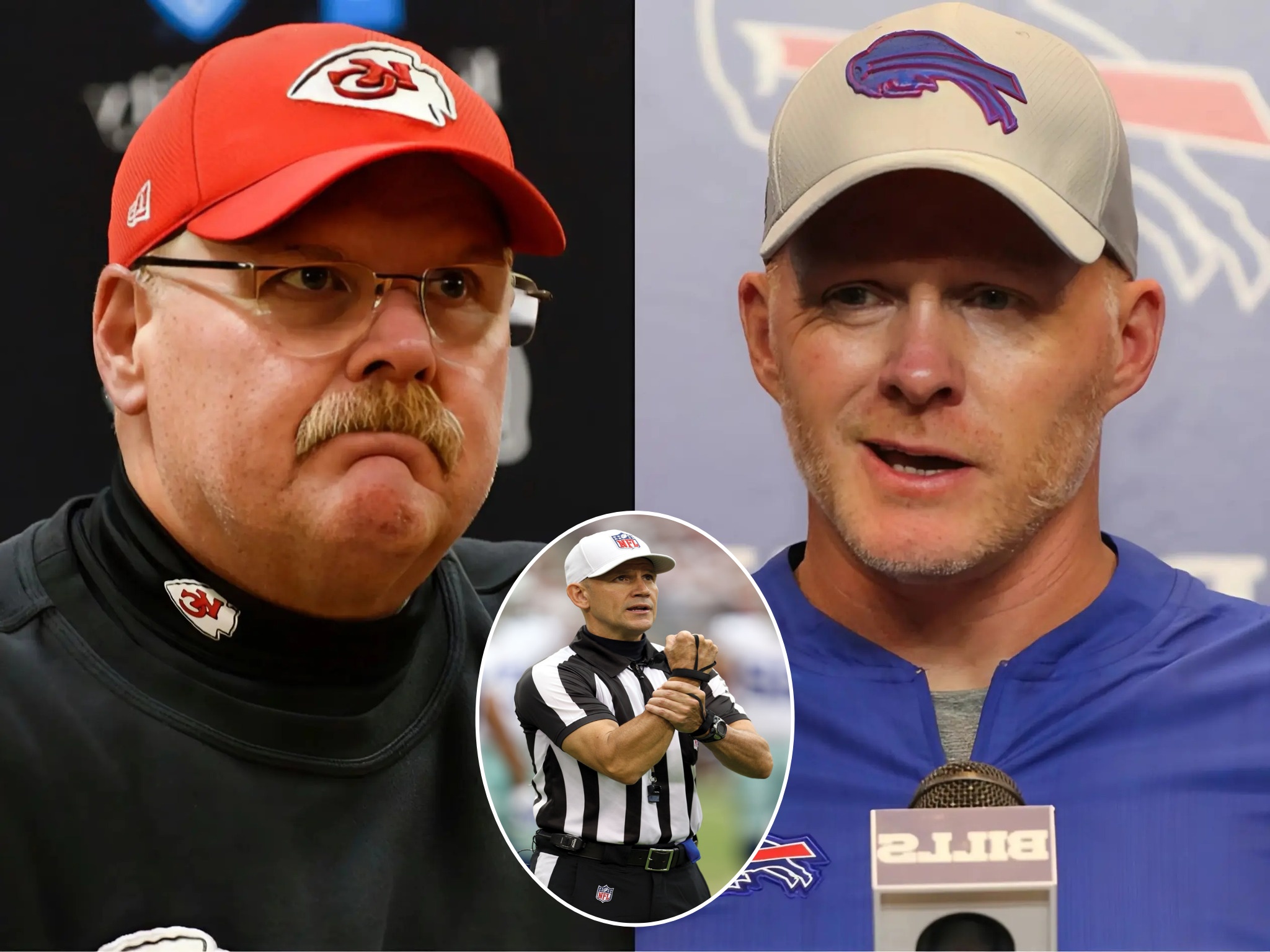 Cover Image for BREAKING: Buffalo Bills head coach Sean McDermott has faced criticism after asking the NFL to replace referee Clete Blakeman for the upcoming AFC Championship game between the Kansas City Chiefs and Buffalo Bills, raising suspicions that Blakeman was biased by the Kansas City Chiefs and it was head coach Andy Reid’s reaction that caused a stir in response…