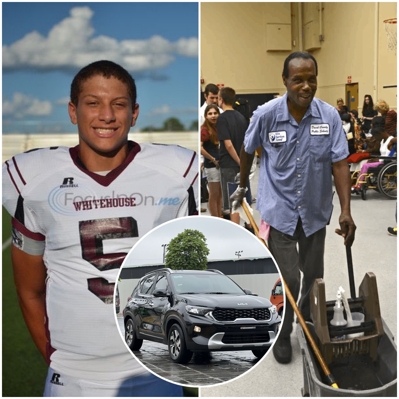 Cover Image for Patrick Mahomes Returns to His Old School to Surprise His High School Janitor with an SUV, What Happens Next Will Make You Cry