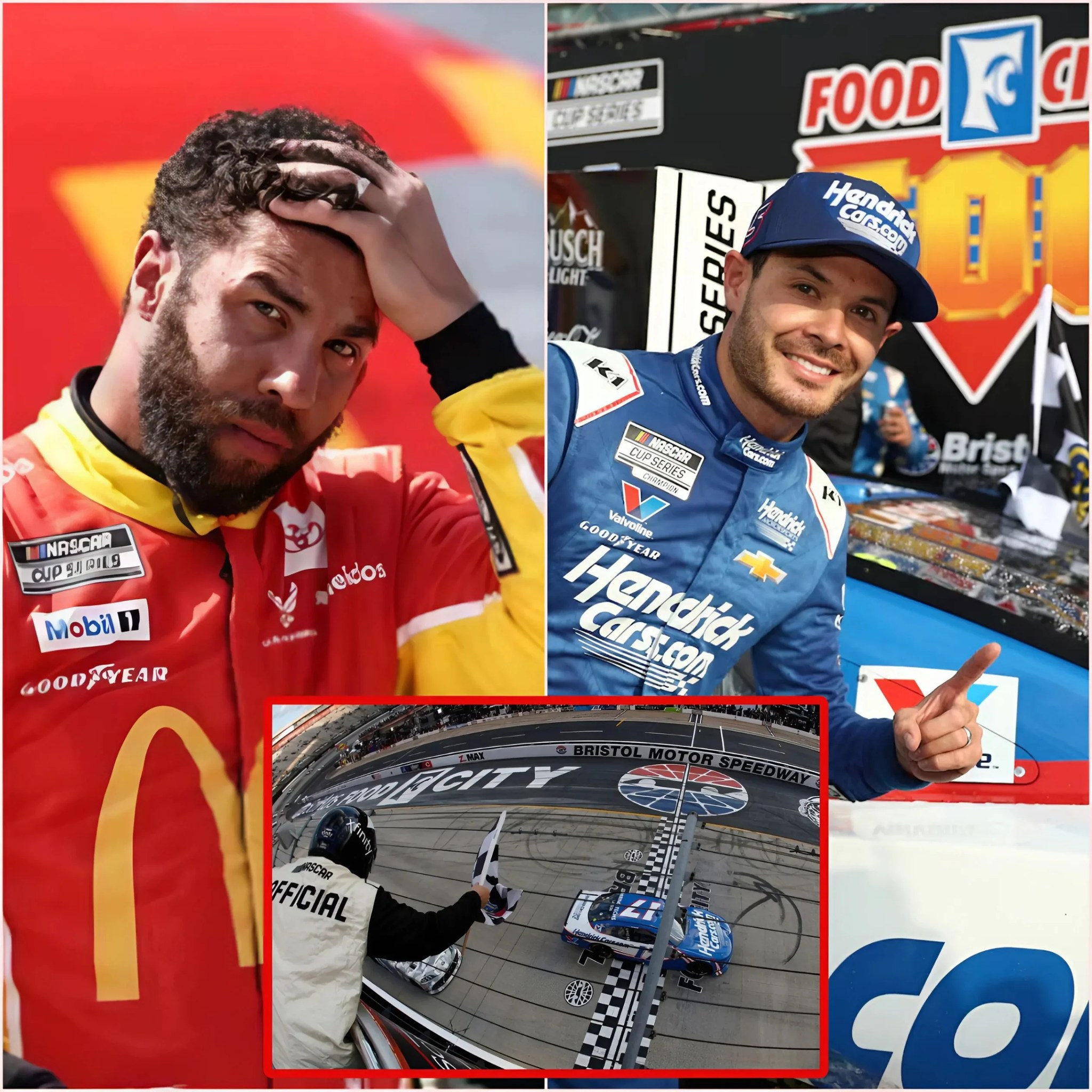 Cover Image for Nascar Bombshell ‘Unfair’ Bubba Wallace Accuses Kyle Larson of Cheating with Illegal Tires, Kyle Larson’s Car Impounded for Investigation at FOOD CITY 500 and Shocking Statement from Nascar.