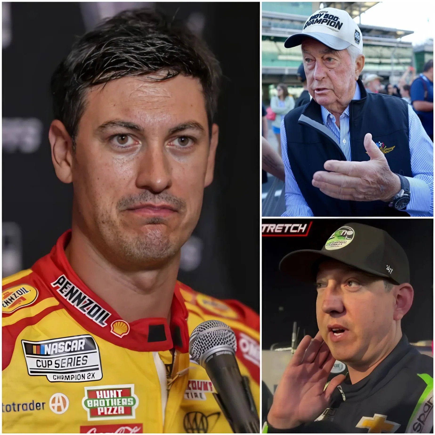 Cover Image for BAD NEWS: Joey Logano was banned from racing for blatantly violating the rules, Roger Penske angrily retaliated, but Kyle Busch was still angry, determined not to let it go, immediately sent a “warning” message…