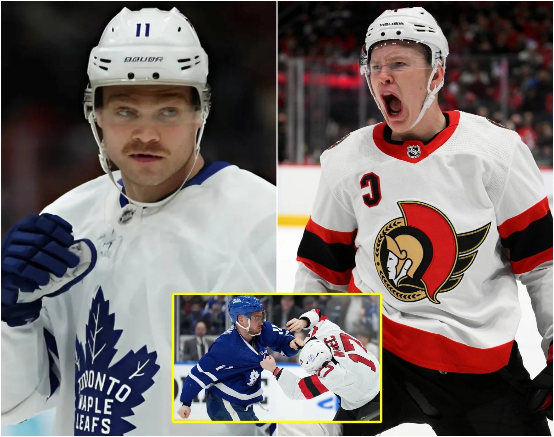 Cover Image for Brady Tkachuk shocks with “DESTROY ALL OPPONENTS” message, challenges to a one-on-one with Max Domi duel fight in the upcoming playoff game and vows to end the Toronto Maple Leafs winning streak — Max Domi responds with five words that have fans eagerly anticipating the upcoming battle…