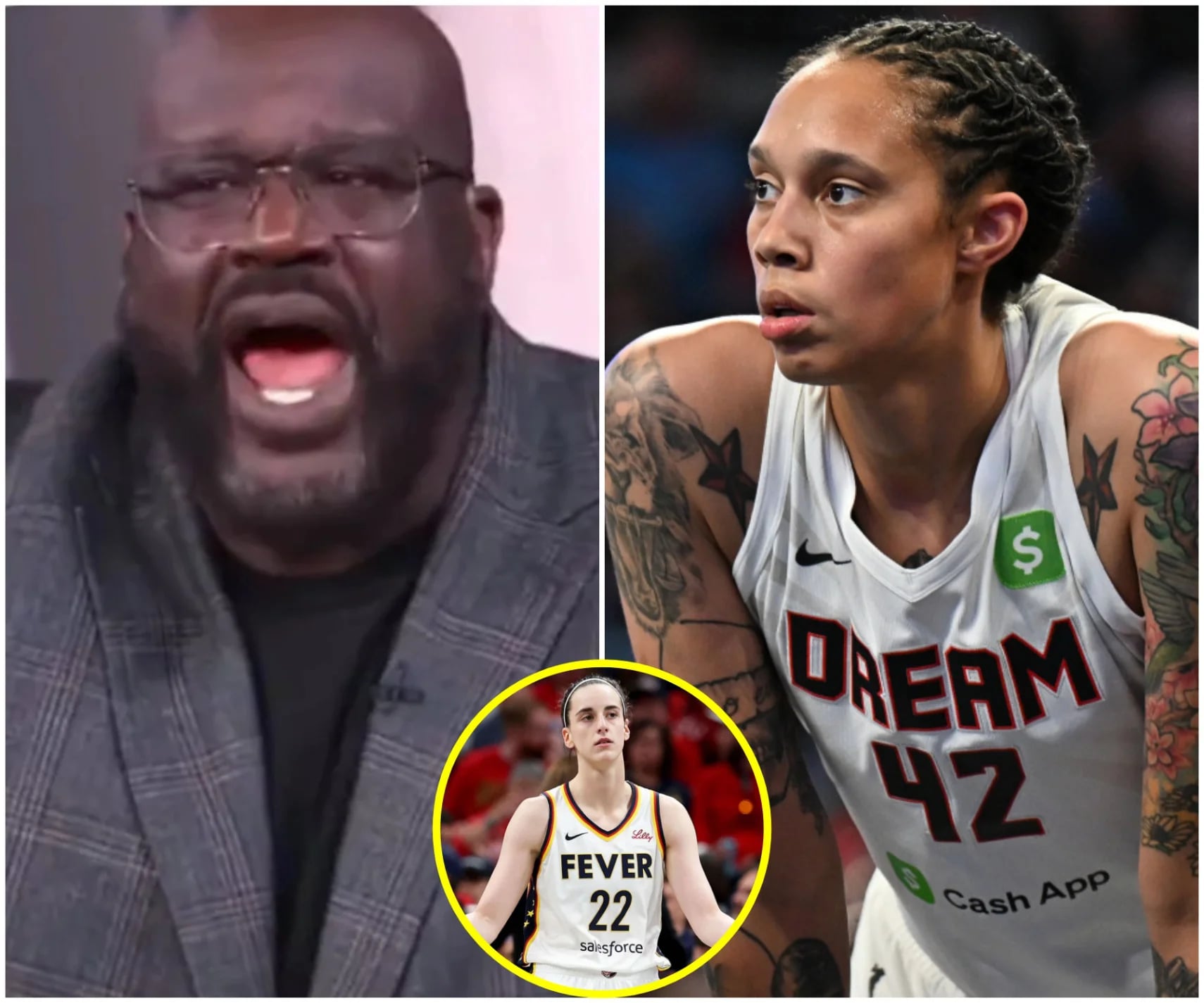 Cover Image for After Brittney Griner called Caitlin Clark a “trash, f*cking white girl,” basketball legend Shaquille O’neal sent Brittney Griner a five-word warning message