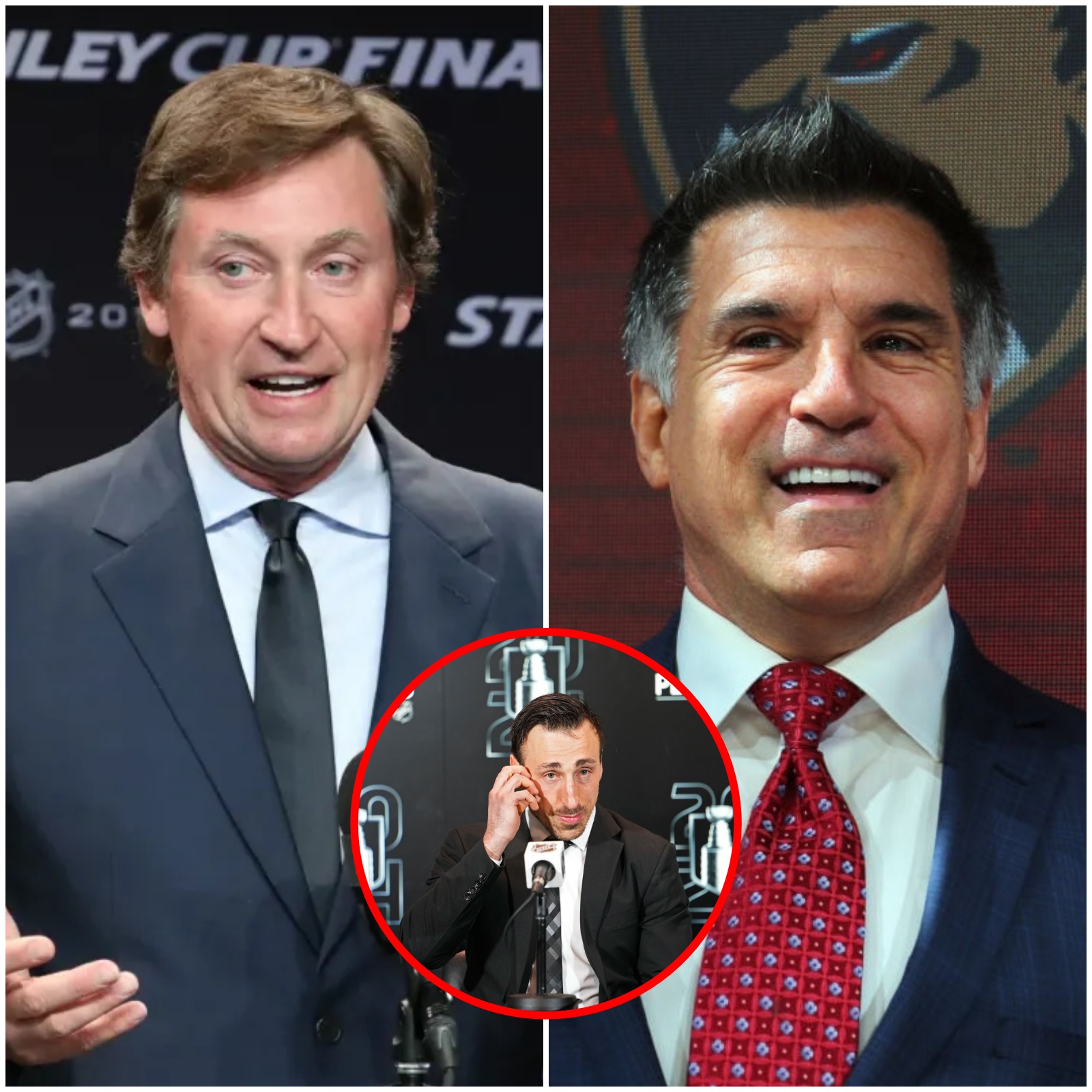 Cover Image for Wayne Gretzky continues to allege and present evidence that Florida Panthers owner Vincent Viola paid hundreds of thousands of dollars to referee Wes McCauley and a group of other referees to gain an advantage in Game 3 against the Toronto Maple Leafs, leaving star Brad Marchand furious about Wayne Gretzky’s dirty accusations and Brad Marchand’s response to the scandal.