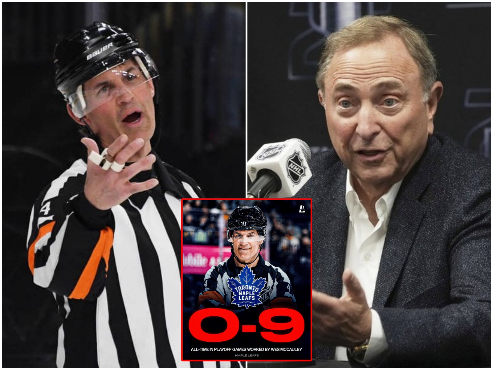 Cover Image for NHL Commissioner Gary Bettman has imposed the highest $100,000 fine in NHL history on referee Wes McCauley for serious errors that left an indelible mark on the game between the Toronto Maple Leafs and Florida Panthers.