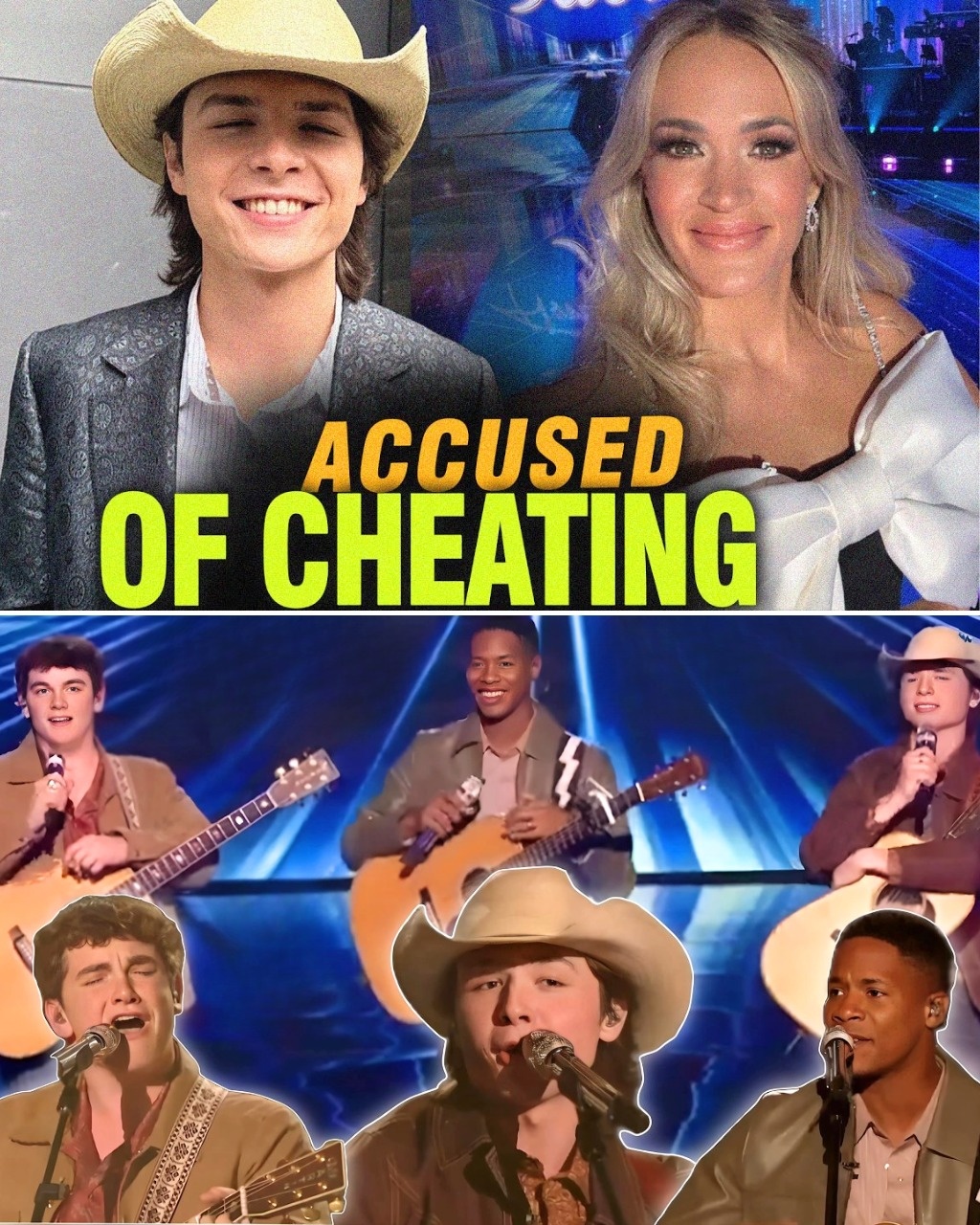 Cover Image for John Foster accused of CHEATING right before the American Idol Finale? A viral video just shook the internet and left fans speechless. Some claim he’s not really 18 — but actually 24 years old. Not from Louisiana, but secretly from Kentucky. Rumors even suggest he already signed with a record label. This is the same John Foster Carrie Underwood once called “the reason this show exists.” But now, he’s facing a wave of backlash and serious allegations. Half the fans are confused, while others say he’s “wildly overrated.” He’s finally broken his silence — and denied everything. But the real question remains: Is John Foster a true star… or just a well-crafted illusion?…
