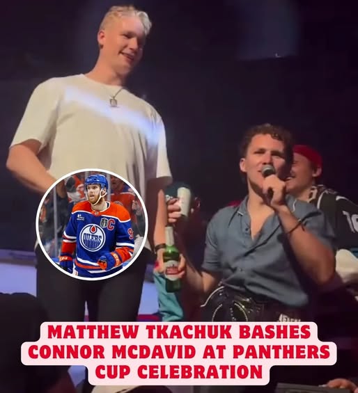 Cover Image for SHOCKING SCENES as MATTHEW TKACHUK publicly HUMILIATES CONNOR MCDAVID during Panthers’ Stanley Cup party—delivers a MERCILESS ROAST that leaves the crowd GASPING. Social media ERUPTS as Tkachuk’s UNFILTERED INSULTS spark FURY among Oilers fans and ignite one of the most INTENSE rivalries in recent NHL history.