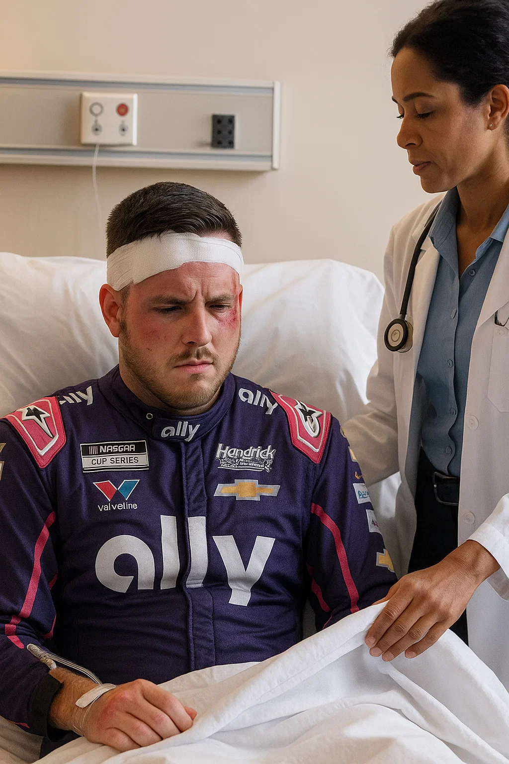 Cover Image for BREAKING NEWS : NASCAR fans are choking up and praying for Alex Bowman After Devastating Crash at Michigan…