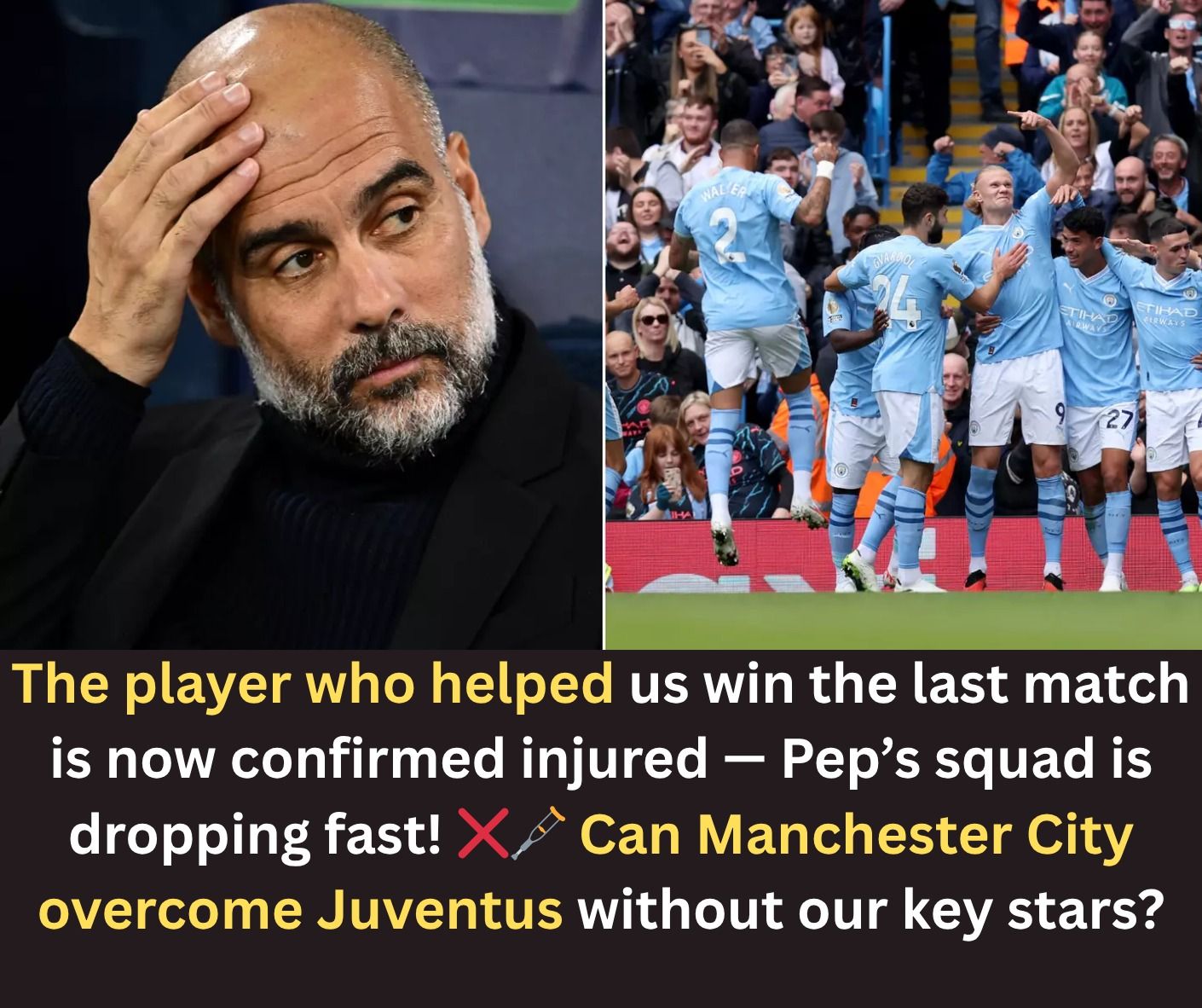 Cover Image for ANOTHER MAN CITY STAR SPOTTED IN CLUTCHES! Injury crisis hits hard as more players go down before Juventus clash