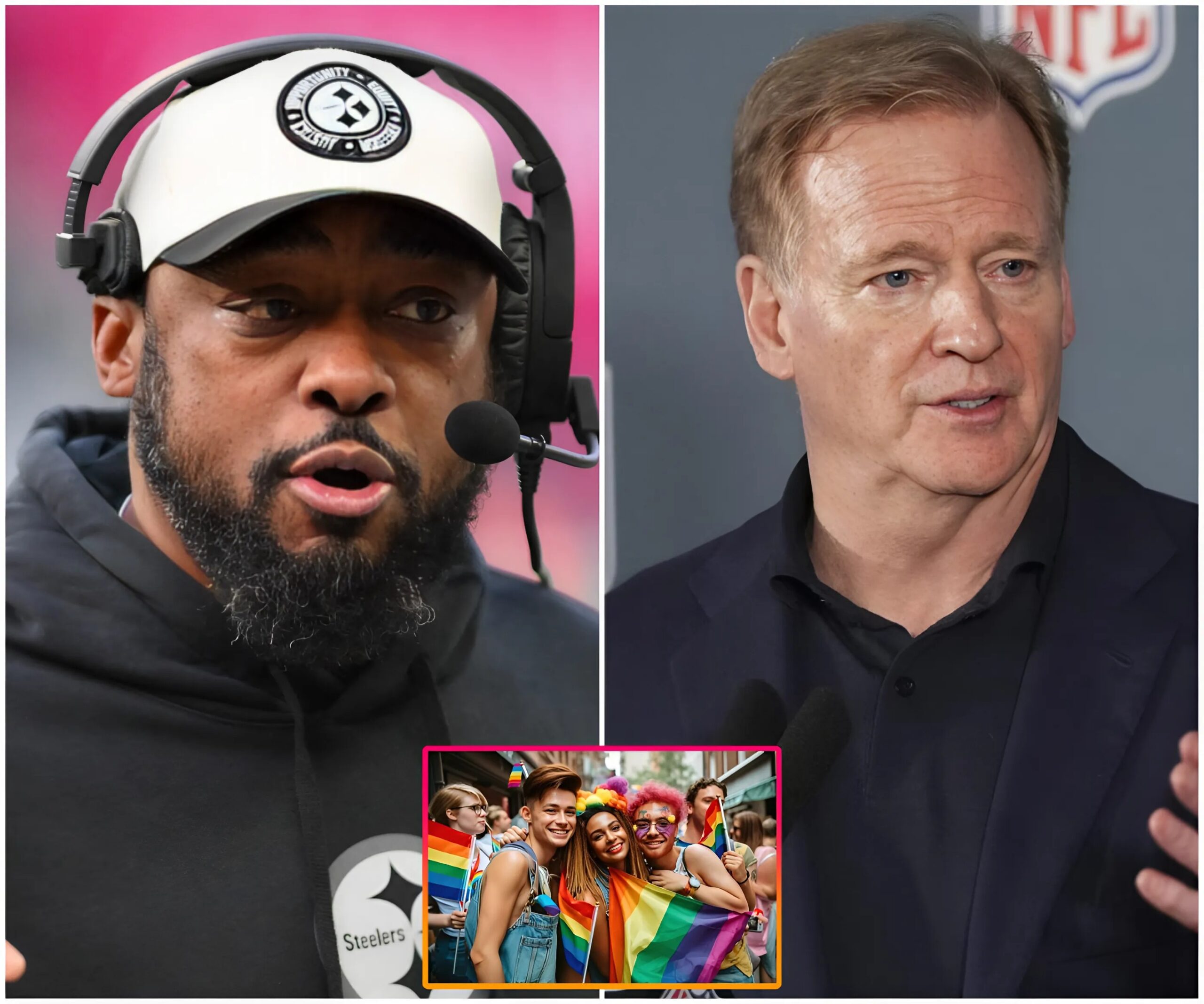 Cover Image for Mike Tomlin sends 5-word message to NFL after punishment for Pittsburgh Steelers’ refusal to post Pride Month message on social media.