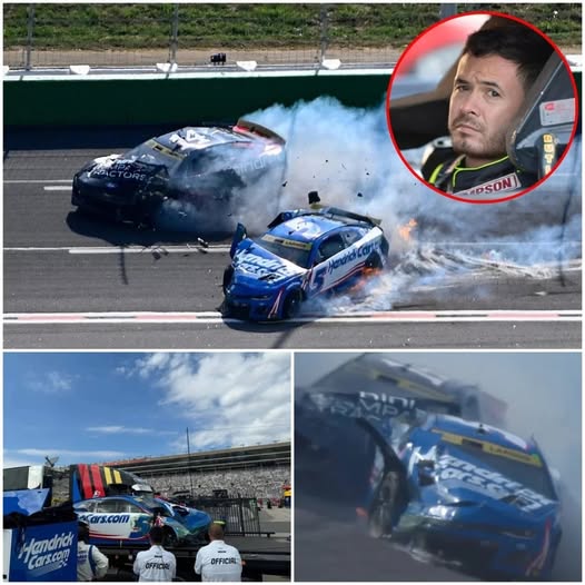 Cover Image for Sad News : NASCAR fans are choking up and praying for Kyle Larson After Devastating Crash at Atlanta.