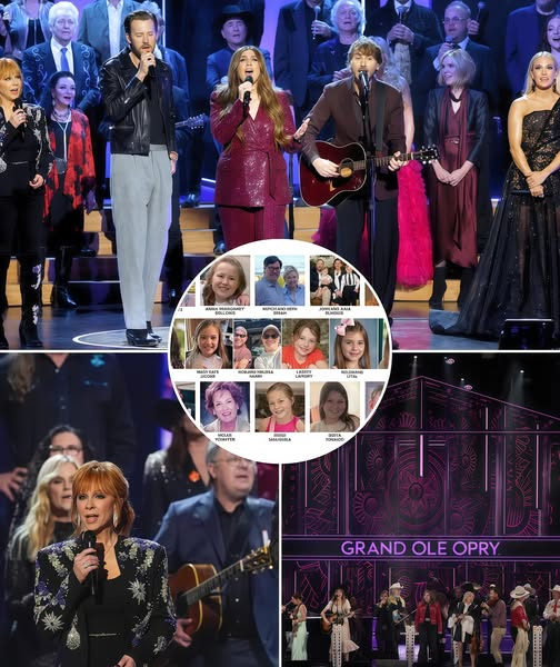 Cover Image for When the Lights Went Down, Reba Led 50 Country Legends in a Moment Texas Will Never Forget. They thought the show was over. The final note had faded, the curtain had begun to fall — when Reba McEntire quietly stepped back onto the stage. No fanfare. No spotlight. Just Reba, her red hair catching the glow of a single candle placed at center stage. Behind her, one by one, came Garth Brooks, Carrie Underwood, Vince Gill, Trisha Yearwood, Lady A, and over 50 Grand Ole Opry legends. But this wasn’t an encore. This wasn’t for applause. In complete silence, Reba nodded to the band. Then, with her voice cracking softly at first, she began to sing: “Will the Circle Be Unbroken.” The others joined her, locking arms, their raw harmonies filling the hall, dedicating the song to the victims of the devastating Texas floods. No stage lights. No cameras. Just tears, unpolished voices, and that single flickering candle. Audience members could be seen openly weeping, holding hands, whispering to one another: “This isn’t a performance… it’s a prayer.” And for one quiet, unforgettable moment, the Opry stage became a sanctuary.