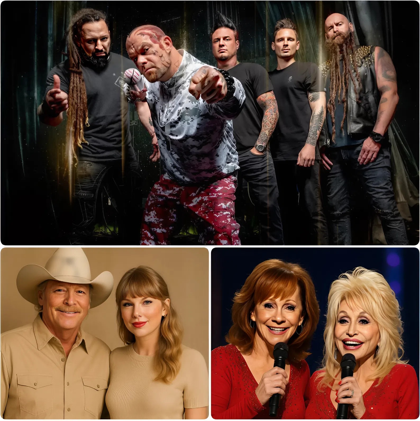 Cover Image for No One Saw It Coming: Five Finger Death Punch Celebrates 20 Years with a Surprising Rock–Country Crossover Album Featuring Dolly Parton, Reba McEntire, and Alan Jackson — All Sparked by One Bold Move from Taylor Swift