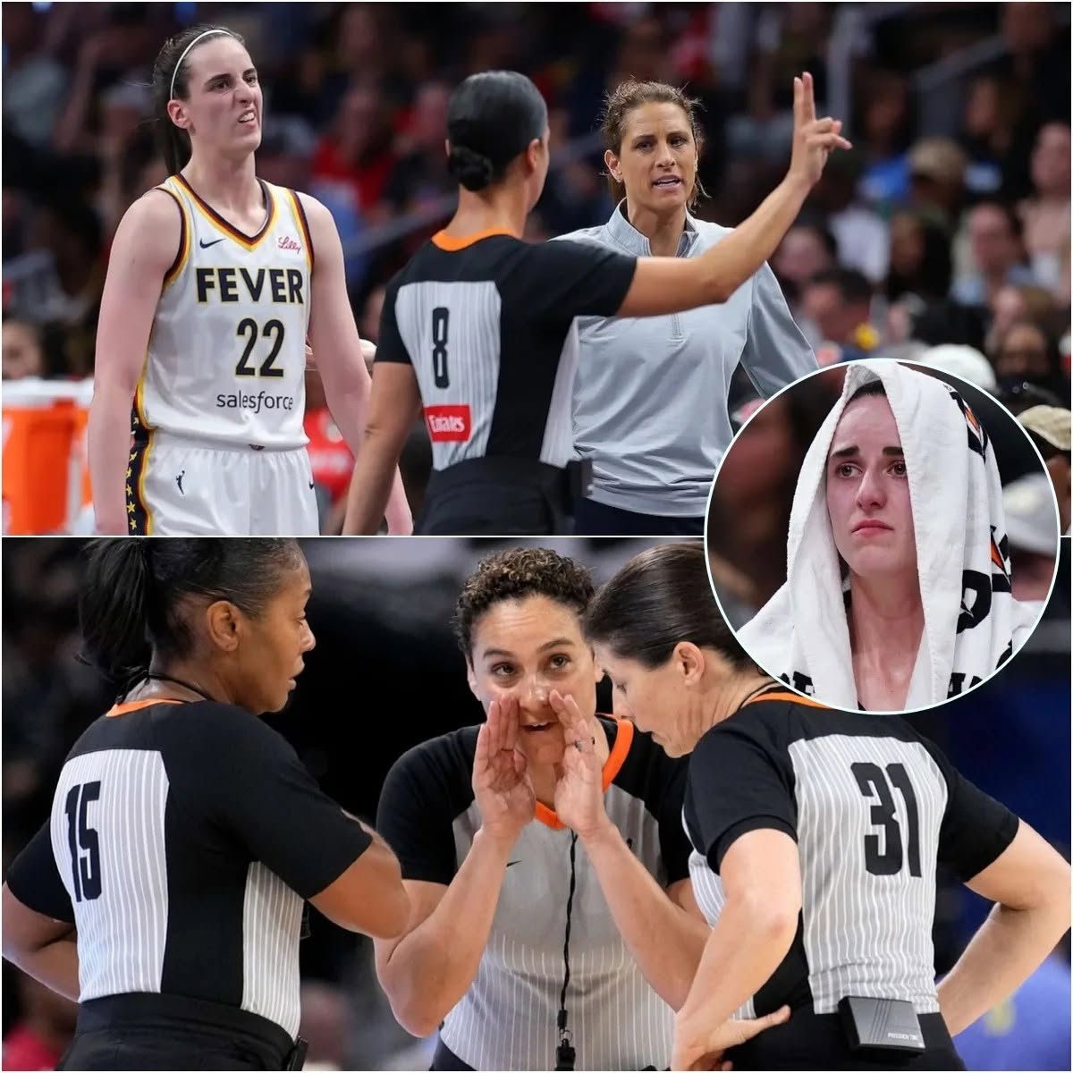 Cover Image for Three referees have been terminated and fined $500,000 each after being found guilty of fraud in an alleged attempt to rig a game between the Indiana Fever and the Connecticut Sun. NEW footage also reveals WNBA referees ALLOWED Caitlin Clark to be INJURED…