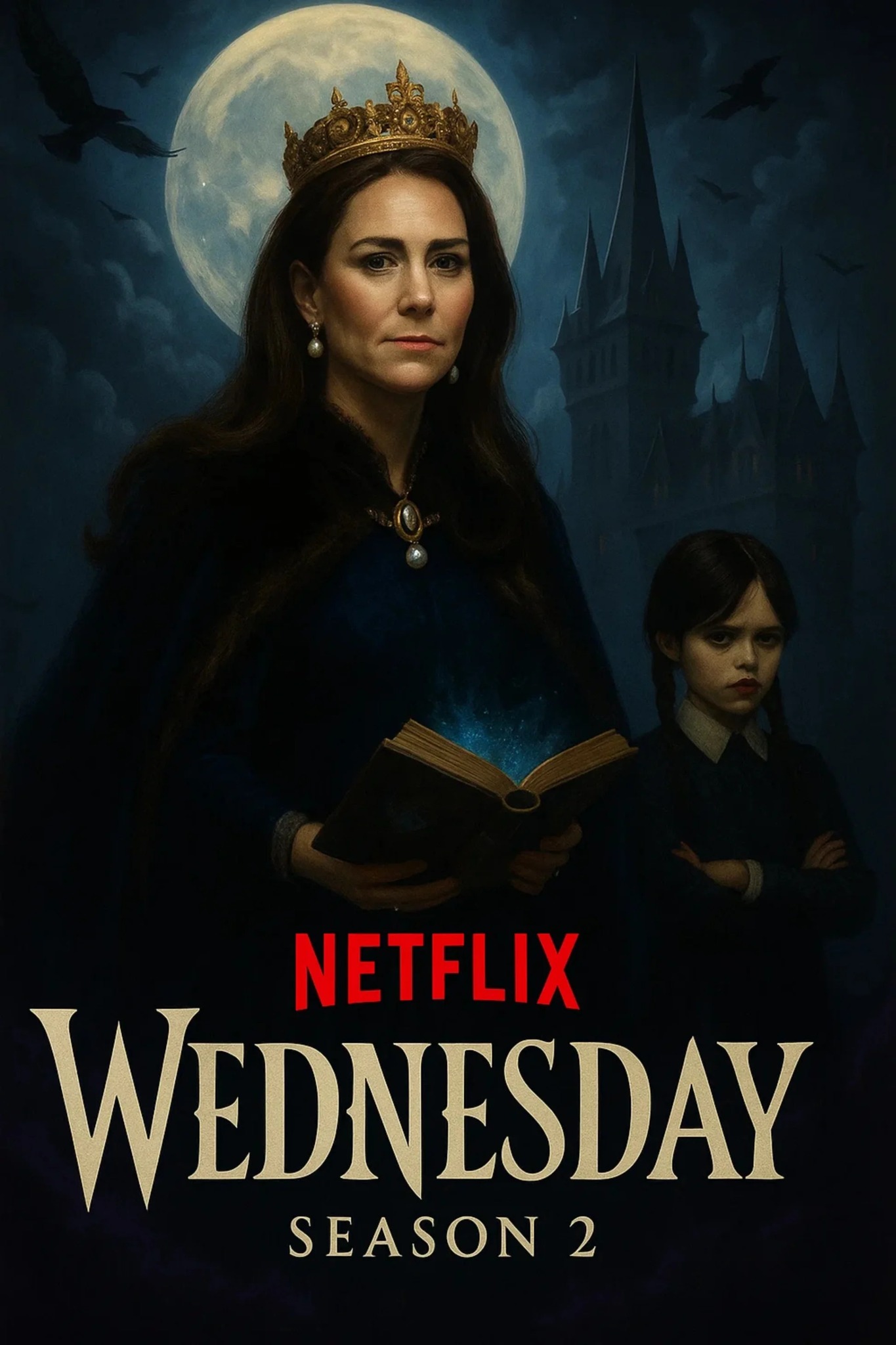 Cover Image for 👑🔥 BREAKING: Princess Catherine Joins “Wednesday” Season 2 as Lady Evelyne Blackvale – When Royalty Collides with Dark Magic