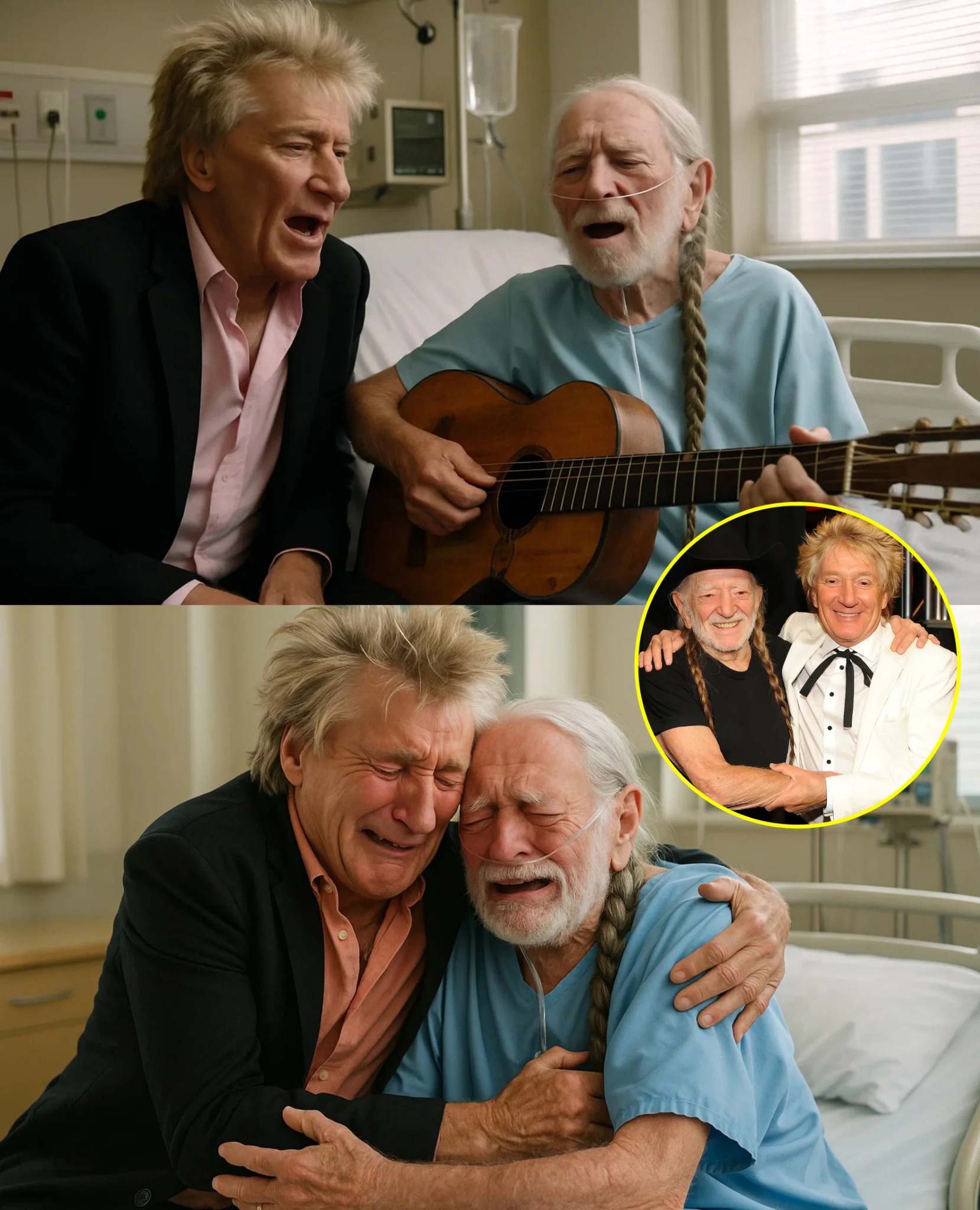 Hospital staff couldn’t believe their eyes when Rod Stewart—holding ...