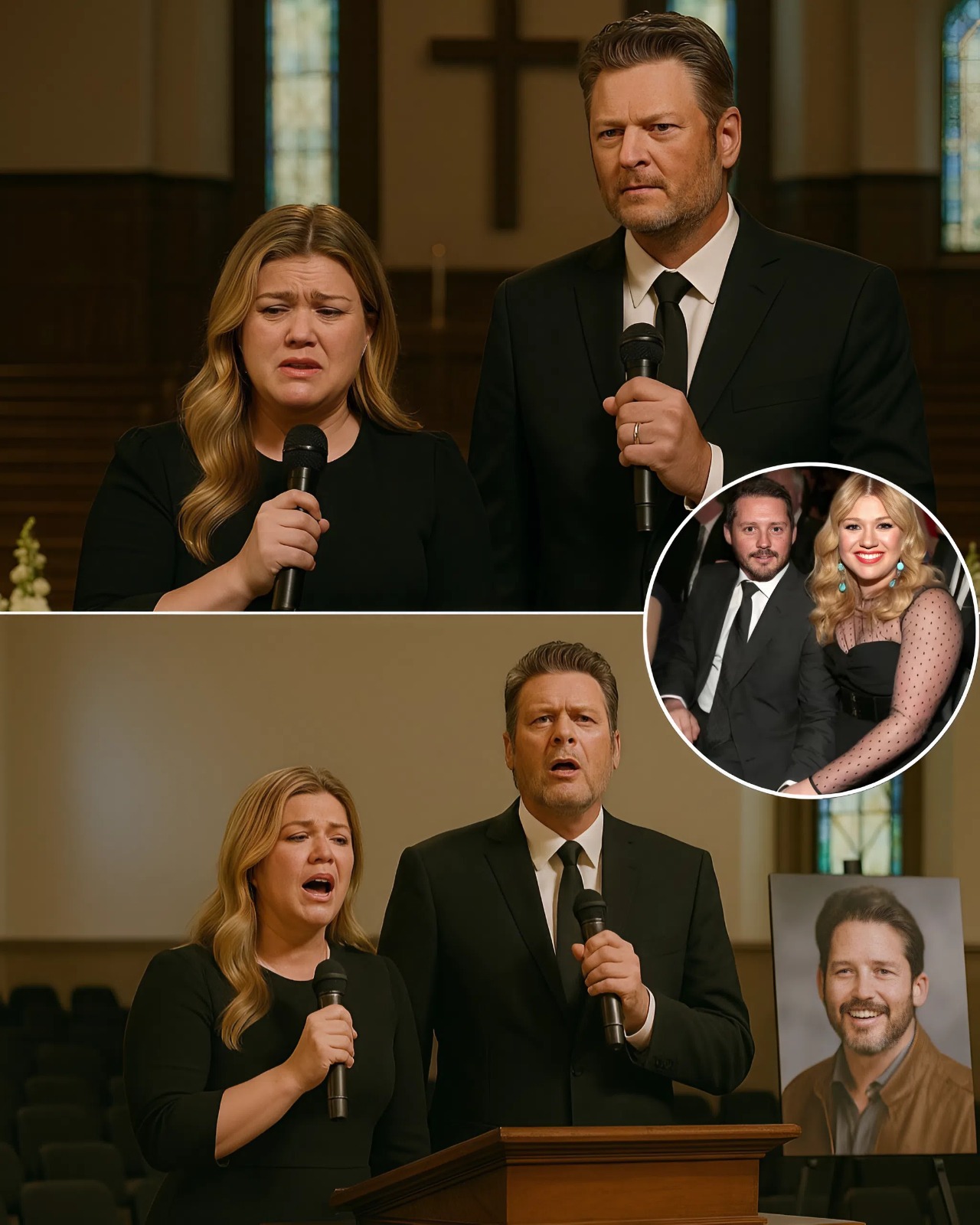 Cover Image for The music world is reeling after the sudden death of Brandon Blackstock, 48 — ex-husband of Kelly Clarkson and father to her two children, River Rose and Remington Alexander. At a private Nashville chapel yesterday, family, friends, and country music stars gathered to say goodbye. In the most emotional moment of the service, Kelly Clarkson and longtime friend Blake Shelton — who had introduced her to Blackstock years ago — performed a stripped-down acoustic version of “God Gave Me You”, the song played at their wedding. Kelly’s voice shook as she began the first verse, Blake quietly taking over for the second. Together, they harmonized through the chorus while her children sat in the front row, holding hands, tears rolling down their cheeks. “It wasn’t just a performance,” one attendee said. “It was a goodbye you could feel in every note.”