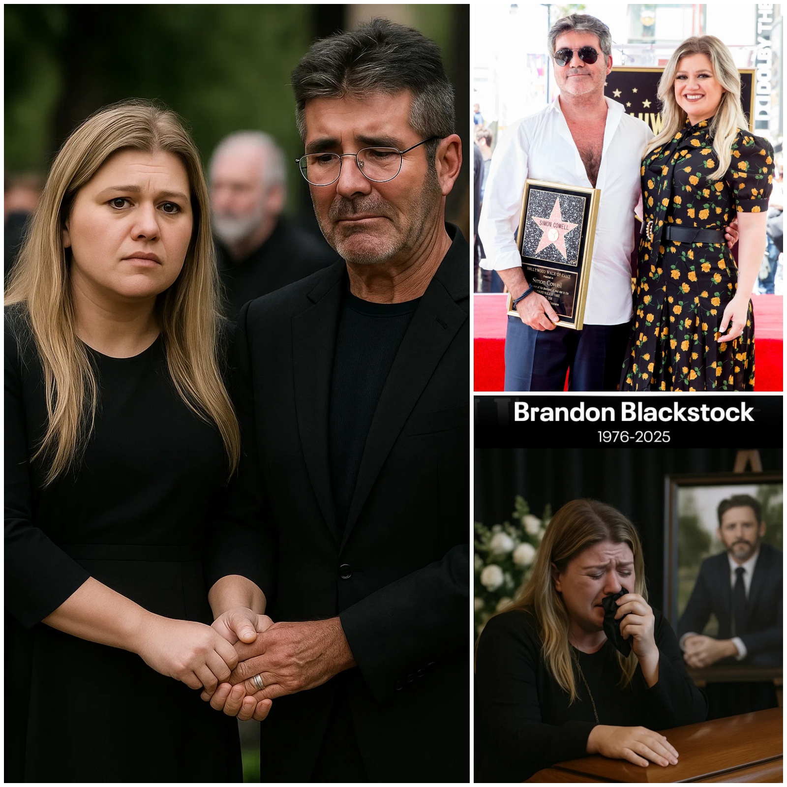Cover Image for The music world has been shattered by the sudden passing of Brandon Blackstock, 48 — beloved father to River Rose and Remington Alexander, and once the great love of Kelly Clarkson’s life. Yesterday, beneath the soft glow of candlelight in a small Nashville chapel, the people who loved him most came together to say their final goodbye. Family, friends, and country music’s brightest stars filled the pews, but the room felt achingly quiet, as if the air itself understood the weight of the loss.  Then came the moment no one will ever forget. Kelly Clarkson, her hands trembling, walked to the front. Beside her stood Simon Cowell — the friend who had unknowingly set their love story in motion years ago. Without a word, they began to play “God Gave Me You,” the song that had once carried them down the aisle.  Kelly’s voice broke on the very first line, her pain spilling into every syllable. Simon’s eyes glistened as he softly took the second verse, his voice a steady hand holding hers through the grief. When the chorus came, they sang together, their harmonies quivering like a fragile thread between past and present.  In the front row, River and Remington sat side by side, their small fingers intertwined, tears streaming silently down their faces. Every note seemed to wrap around them like an embrace, a promise that their father’s love would never fade.  “It wasn’t a performance,” whispered one mourner, their voice thick with emotion. “It was a farewell — raw, unguarded, and written on every face in that room.”  As the final chord faded, the chapel was silent. Not a single person moved. In that stillness, Brandon’s presence was felt — not as a memory, but as a heartbeat, alive in the love that filled the room.