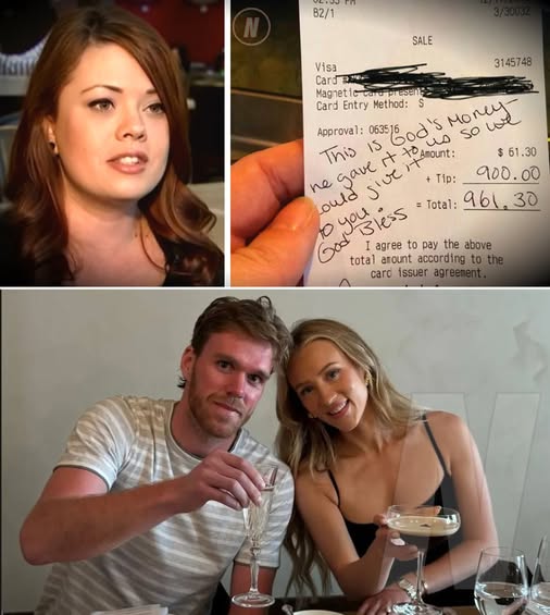 Cover Image for It was a quiet evening at a small café in Edmonton , Waitress Serves Connor McDavid, Sees Note on Check, and Bursts into Tears.  At a small café in Edmonton when 24-year-old waitress Lily found herself serving an unexpected guest: Connor McDavid. When the meal ended, McDavid paid the bill, leaving a folded receipt on the table. Lily thanked them as they left, but what happened next left her in tears..