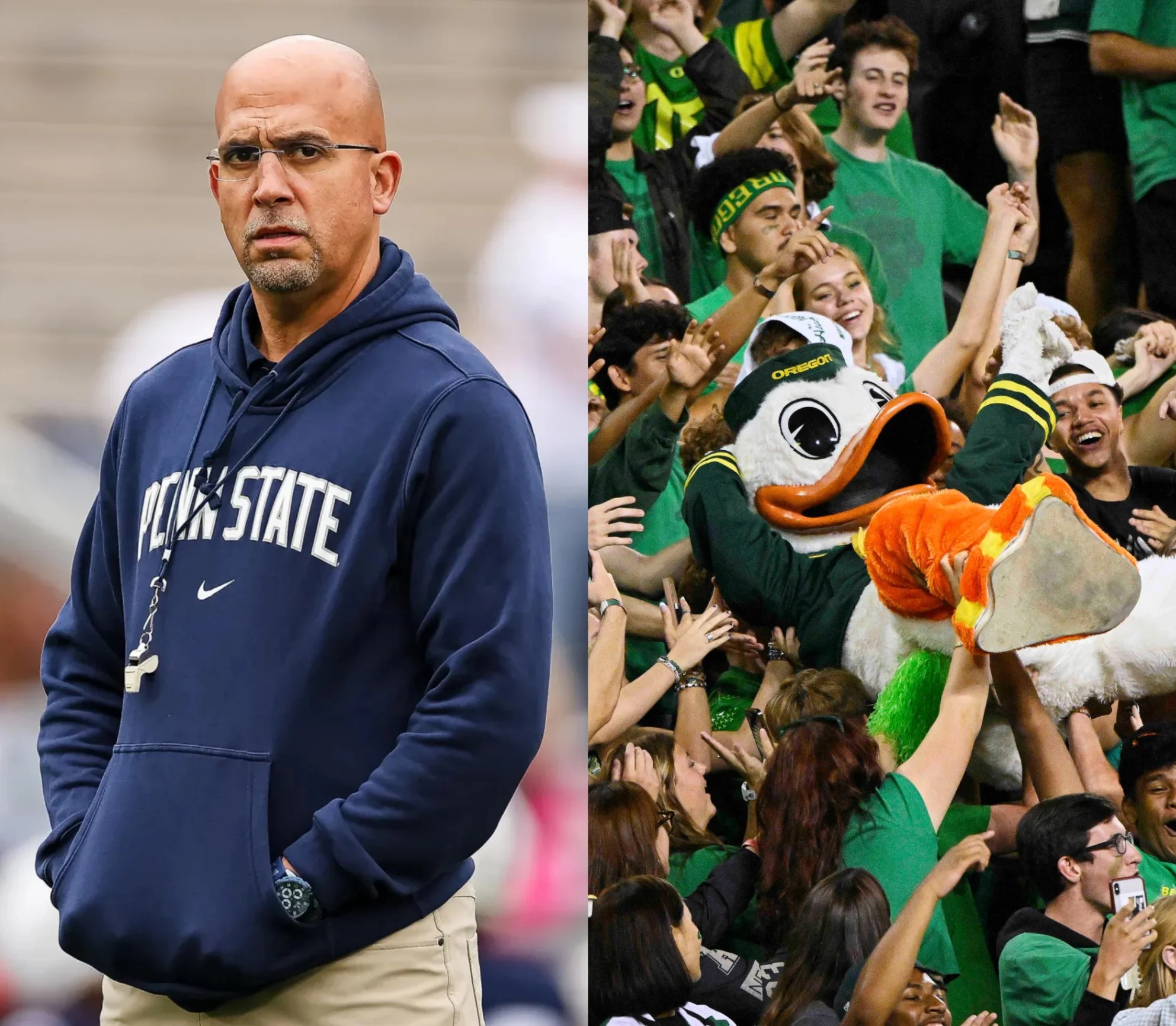 Cover Image for BREAKING NEWS: College football is in shock after Penn State head coach James Franklin stunned the nation by demanding that the NCAA ban — or at the very least strictly limit — the presence of Oregon Ducks fans and even their infamous “bikini cheer squad,” arguing that their wild antics, deafening noise, and provocative displays have completely disrupted the psychology of opposing teams and created an unfair advantage for Oregon. But what sent tensions skyrocketing was not just Franklin’s accusation — it was the fiery, no-holds-barred response delivered by Ducks head coach Dan Lanning, igniting an explosive war of words before the showdown.