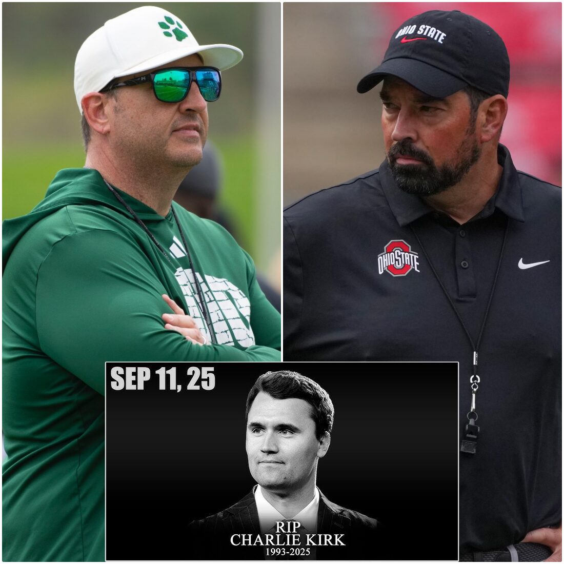 Cover Image for BREAKING REPORT: Ohio head coach Brian Smith has refused a planned moment of silence for Charlie Kirk — who recently lost his life while serving his country — ahead of the upcoming clash with Ohio State. Brian Smith stated: “Football has nothing to do with politics, and for someone as conservative as Kirk, even less so.” His words sent shockwaves through the NCAA community, sparking outrage among fans and players alike. The backlash grew so strong that Ryan Day stepped forward, delivering just 6 searing words aimed directly at Brian Smith— a warning that echoed far beyond the field.