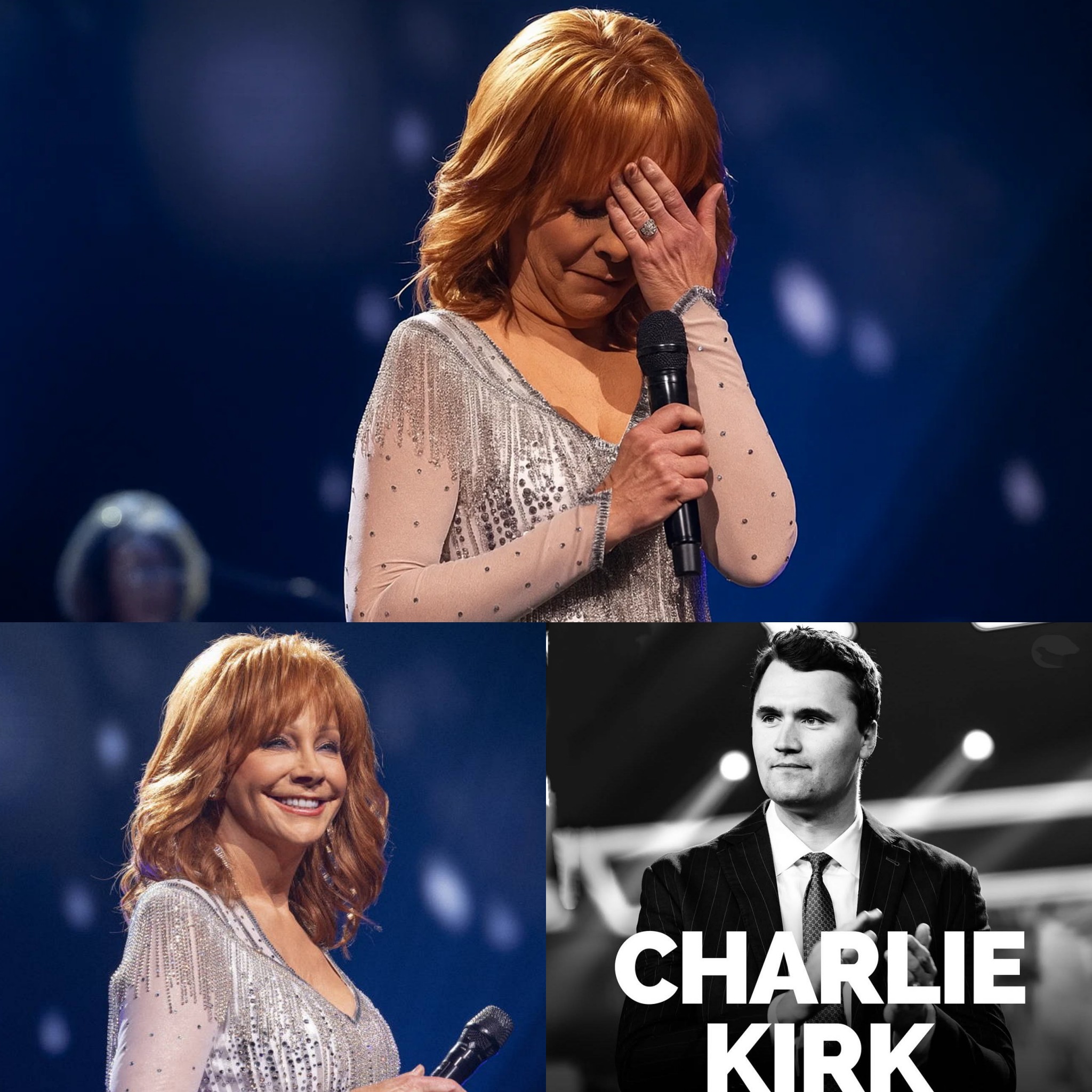 Cover Image for At AT&T Stadium in Dallas, Reba McEntire’s performance of “Fancy” took an unexpected and deeply emotional turn that left tens of thousands of fans in stunned silence. Mid-song, she suddenly stopped, her voice trembling, tears streaming down her face, and whispered to the crowd, “I… I can’t do this without thinking of Charlie Kirk.” The massive stadium fell into a heavy, almost sacred silence as thousands of fans covered their faces, some sobbing openly, moved by the raw honesty of the moment…