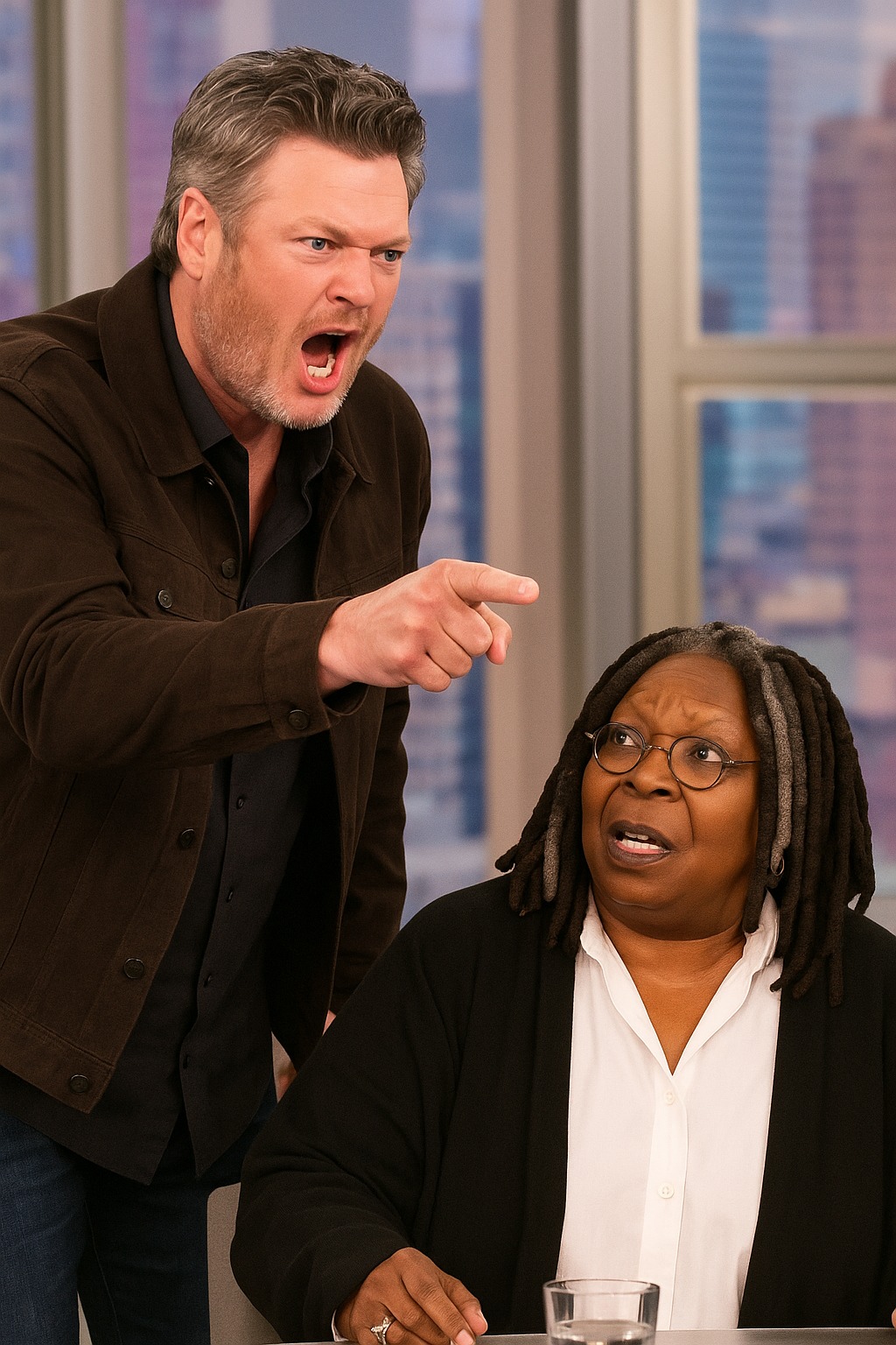 Cover Image for The second Whoopi Goldberg shouted, “CUT IT! GET HIM OFF MY SET!” — it was already too late. Blake Shelton had just turned The View into ground zero for live-television chaos, and every camera was rolling.