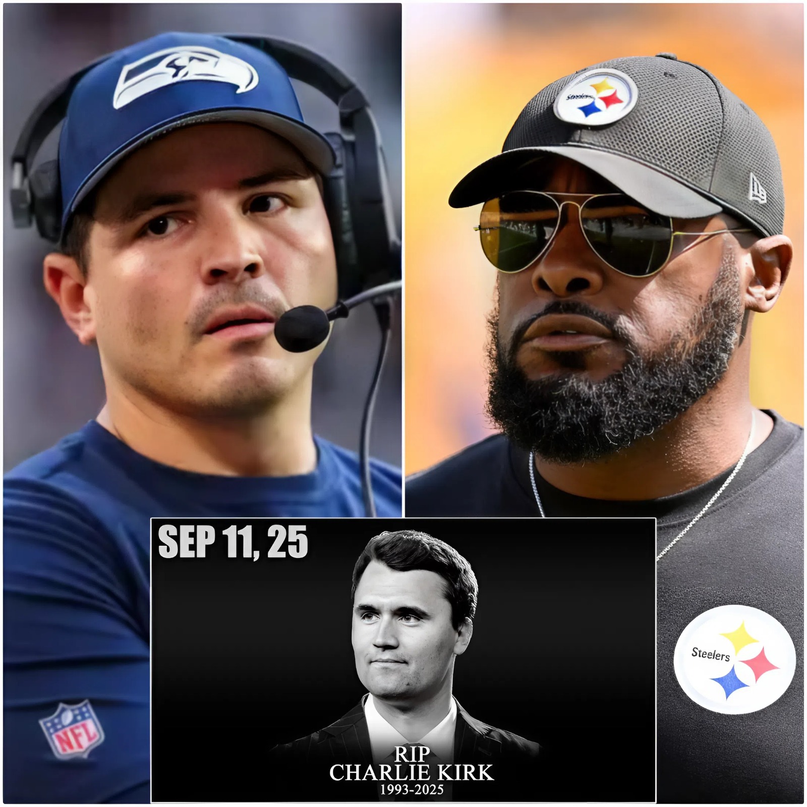 Cover Image for BREAKING REPORT: Seattle Seahawks head coach Mike Macdonald has refused a planned moment of silence for Charlie Kirk — who recently lost his life while serving his country — ahead of the upcoming clash with Pittsburgh Steelers. Mike Macdonald stated: “Football has nothing to do with politics, and for someone as conservative as Kirk, even less so.” His words sent shockwaves through the NFL community, sparking outrage among fans and players alike. The backlash grew so strong that Mike Tomlin stepped forward, delivering just 7 searing words aimed directly at Mike Macdonald— a warning that echoed far beyond the field.