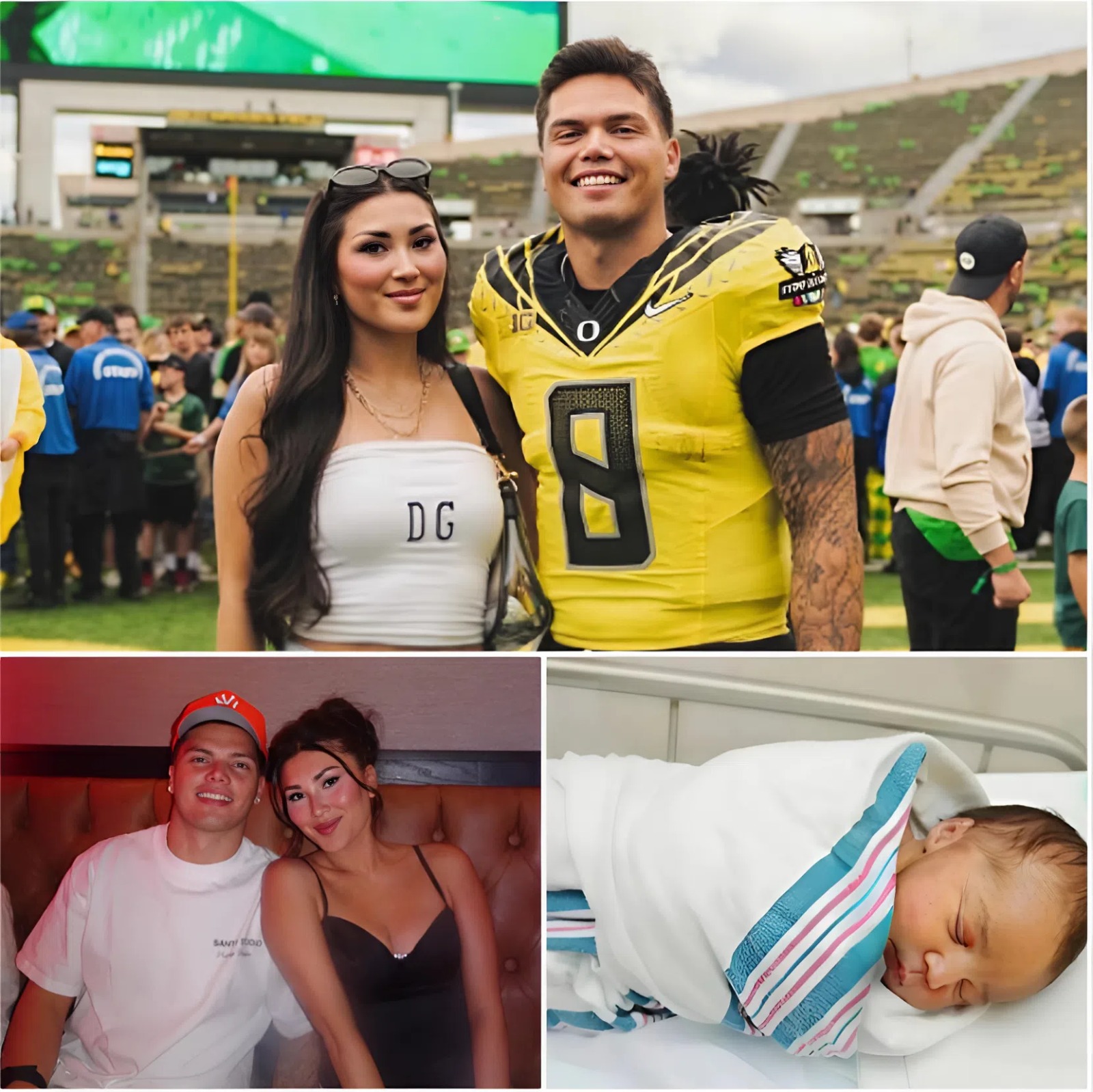 Cover Image for Good News: Congratulations to Dillon Gabriel, former Oregon Ducks quarterback, and Zo Caswell on welcoming a newborn baby. The moment the baby’s name was revealed left everyone shocked…