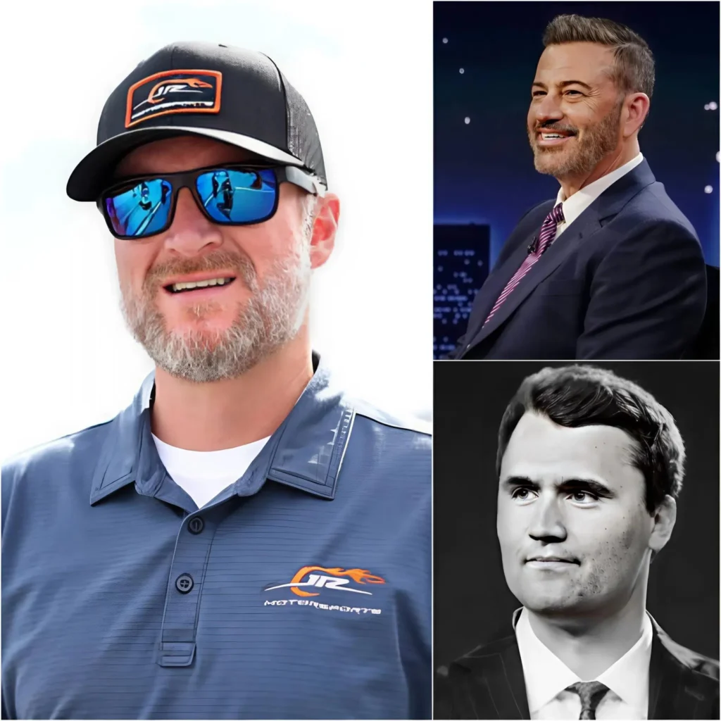 Cover Image for BREAKING NEWS: 🔴 Dale Earnhardt Jr. speaks out about Jimmy Kimmel and the cryptic message that officially ended his career. Jimmy Kimmel told his final joke on late-night television after mentioning Charlie Kirk. Dale Earnhardt Jr. — a NASCAR legend who always had deep respect for the deceased — called the joke “unethical.” He then sent a five-word message to ABC, prompting the network to ban Kimmel from the air for life.