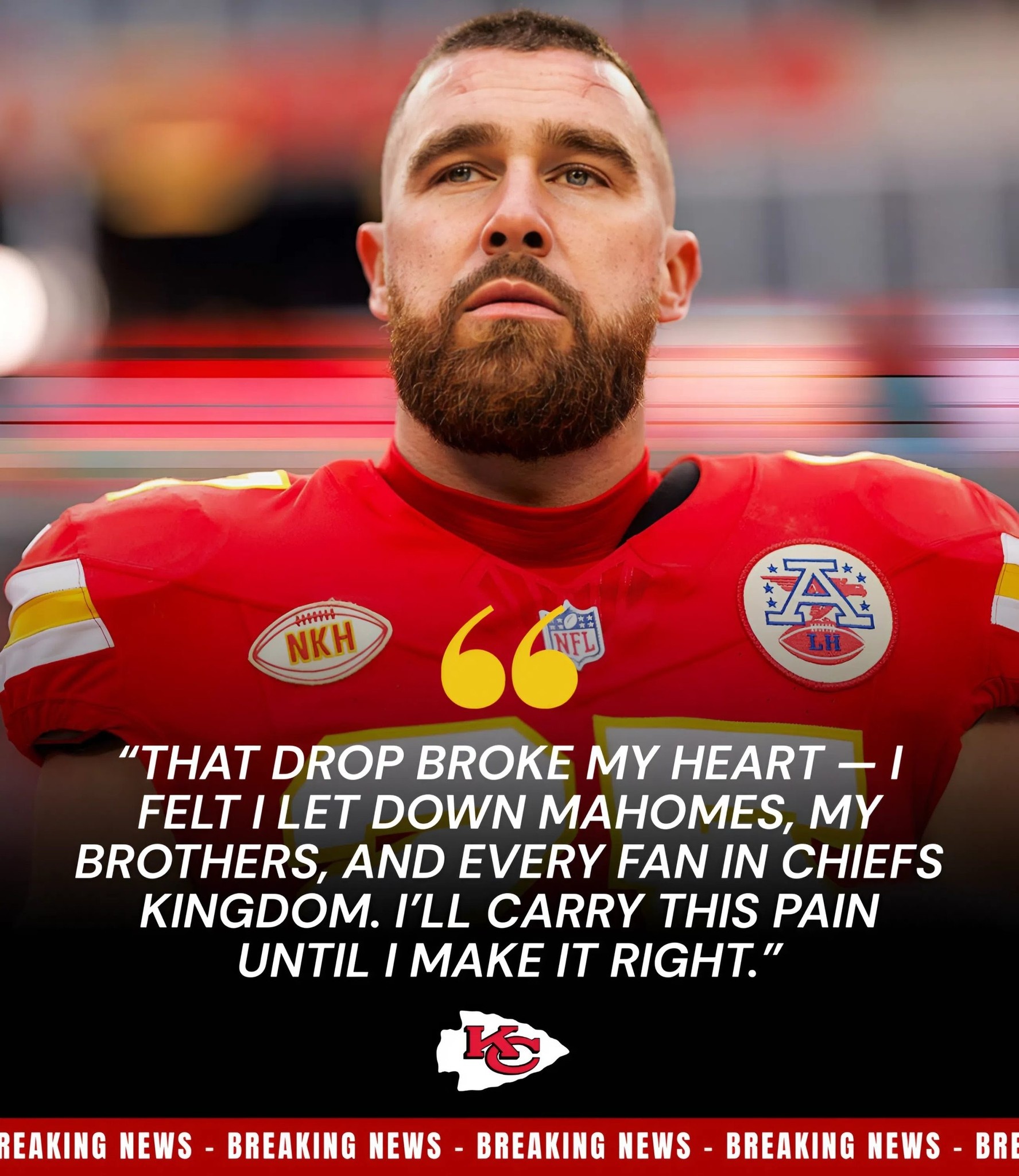 Cover Image for CHIEFS EARTHQUAKE 🔴💛: After the shocking 20-17 loss to the Eagles that sent Kansas City spiraling to its first-ever 0-2 start, Travis Kelce finally breaks his silence with a stunning public apology for the jaw-dropping drop that doomed Patrick Mahomes — a confession so raw and emotional it shakes Arrowhead, splits Chiefs Kingdom in two, and leaves the entire NFL desperate to know what’s really happening inside Kansas City’s locker room…