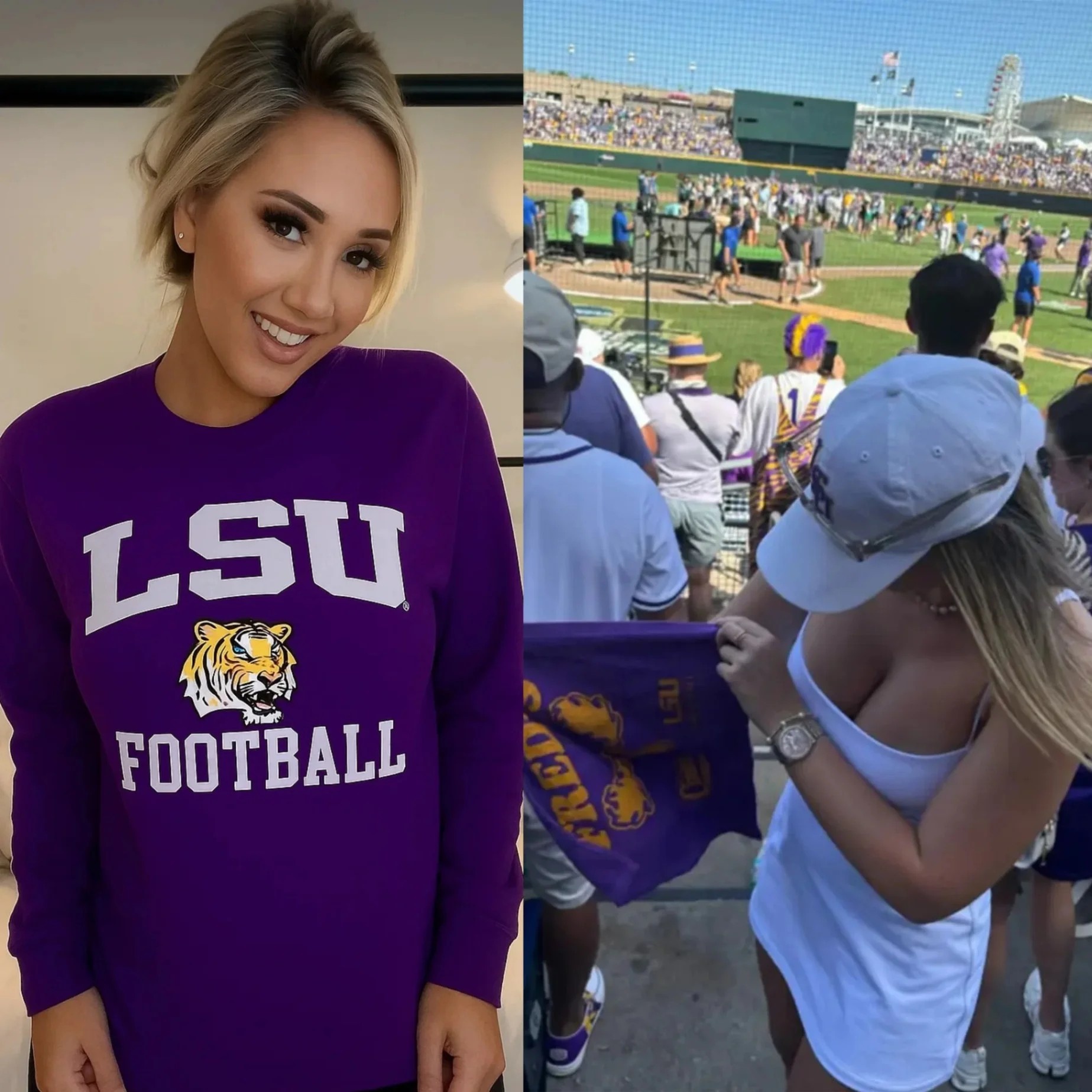 Cover Image for HOT PHOTOS: A female LSU fan kept her promise by posting nude photos of herself after her team defeated the Southeastern Louisiana Lions, sending fans into a frenzy and leaving them unable to take their eyes off the screen…