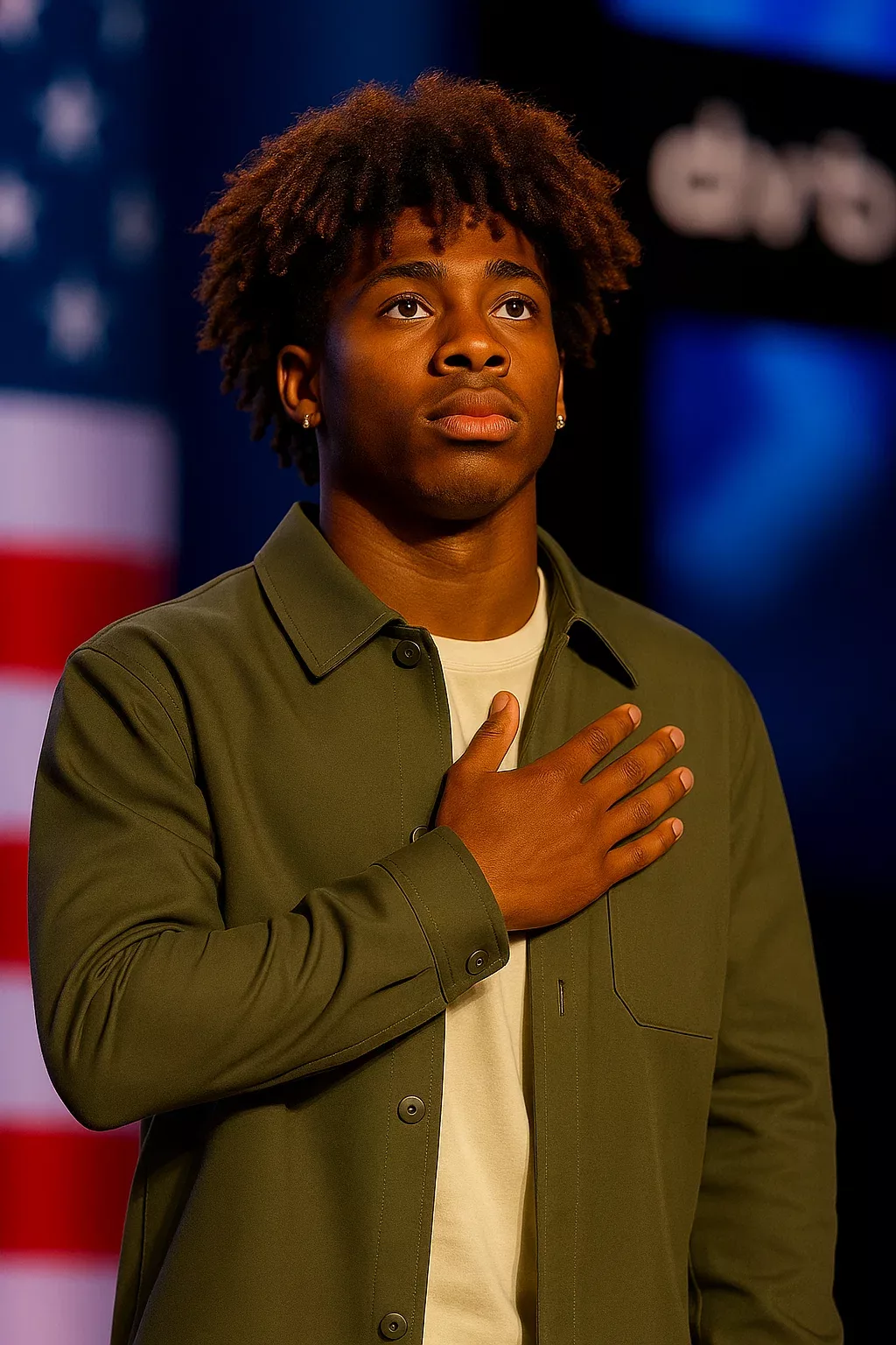 Zachariah Branch singing the National Anthem