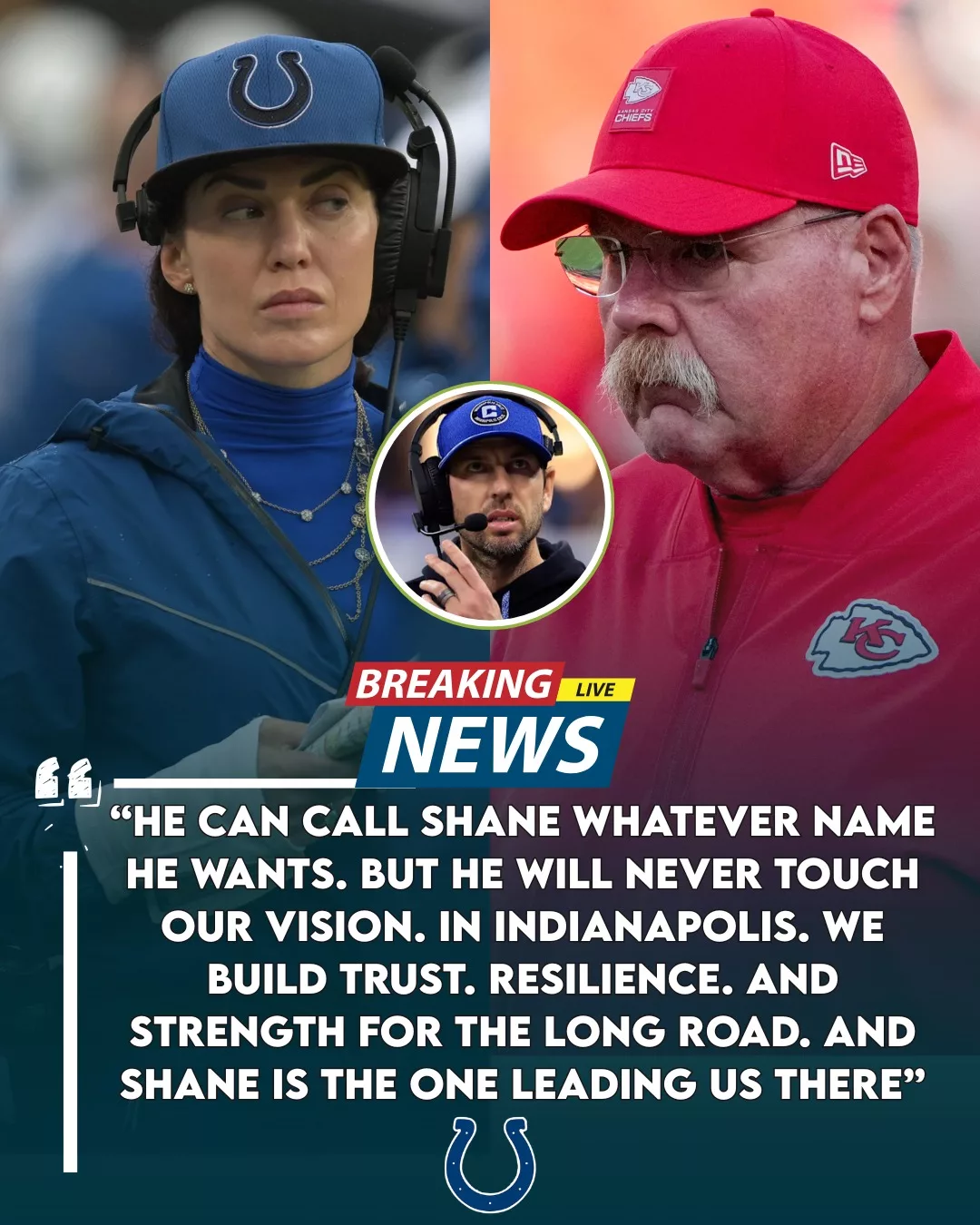 Cover Image for After Andy Reid’s provocative remarks about Shane Steichen reached the ears of the Colts’ ownership, Mrs Carlie Irsay-Gordon delivered a powerful message defending her head coach ahead of the Colts vs. Chiefs showdown – and Colts Nation proudly declares her the greatest owner they’ve ever had