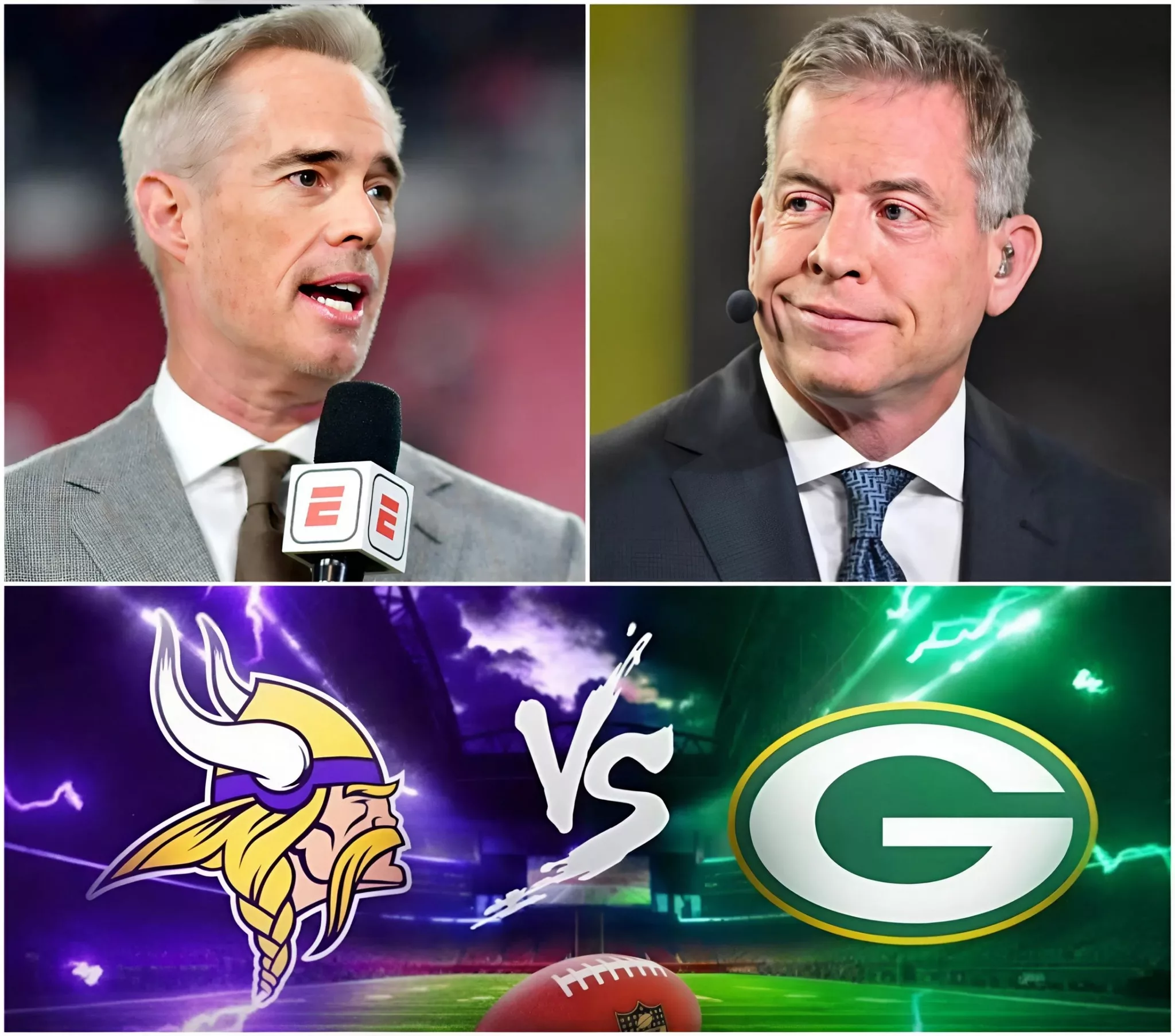 Cover Image for ESPN ERUPTS: Aikman and Buck’s Fiery On-Air Clash Stuns Viewers Ahead of Vikings–Packers Showdown