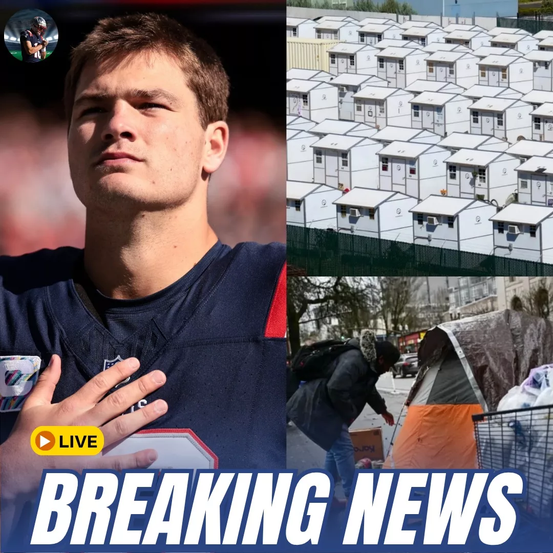 Cover Image for BREAKING NEWS: Star quarterback Drake Maye stuns the sports world by donating his entire $3 million in game bonuses and sponsorship earnings to build homeless support centers in his hometown of Charlotte, NC.