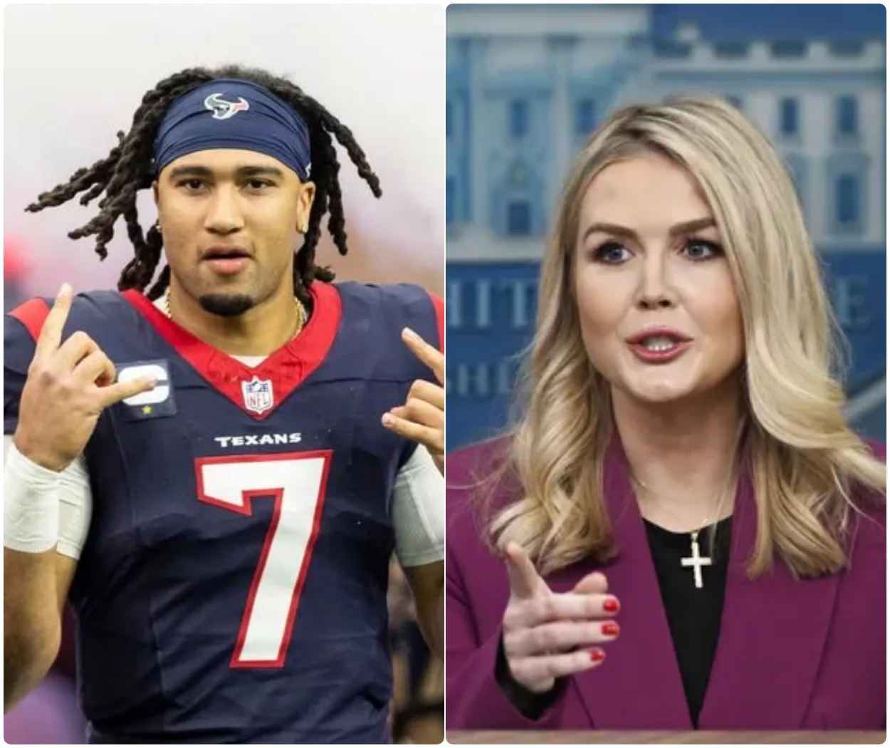 Cover Image for âYOU NEED TO BE SILENT!â â Karoline Leavittâs Tweet Against C.J. Stroud of the Houston Texans Backfires Spectacularly as He Reads Every Word on Live TV, Turning the Nationâs Eyes and Leaving the Studio in Absolute Silence!!