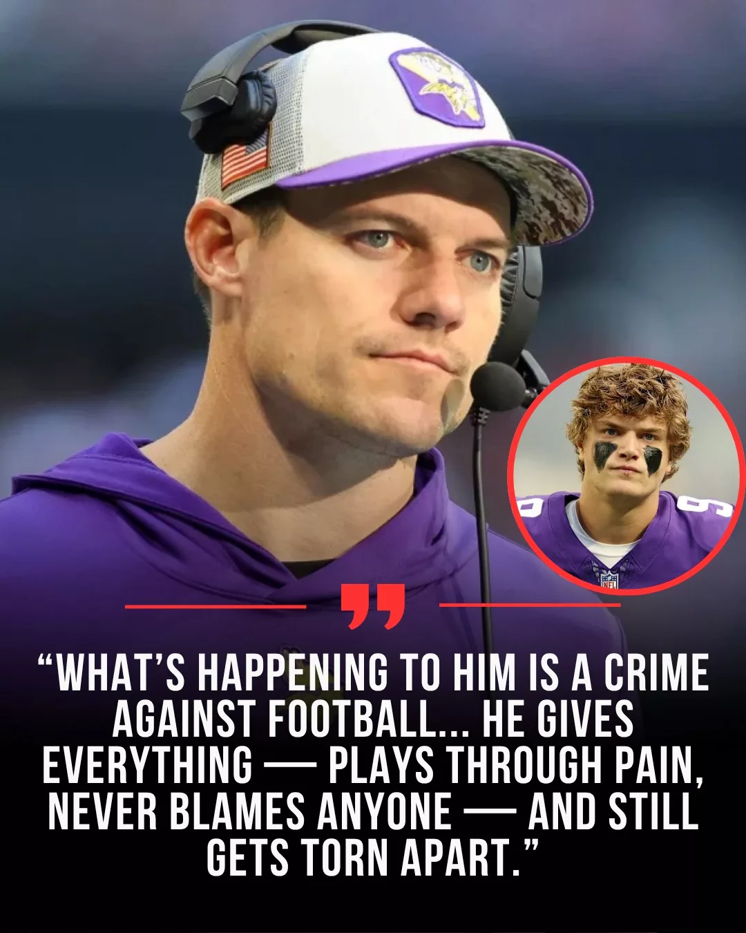 Cover Image for Kevin O’Connell Breaks His Silence — and Defends His QB! After days of criticism aimed at J.J. McCarthy, the Vikings’ head coach finally spoke — and his words hit hard…. Read more: https://www.fcplaytowin.blog/9c9d2f87 O’Connell called McCarthy “one of the most selfless and relentless players this league has ever seen”, urging fans to stand behind him, not tear him down. 💜💪 A fiery defense, a message of loyalty — and a reminder that real leaders protect their own. 👀🔥  #KevinOConnell #JJMcCarthy #Vikings #NFLDrama #Leadership #Skol