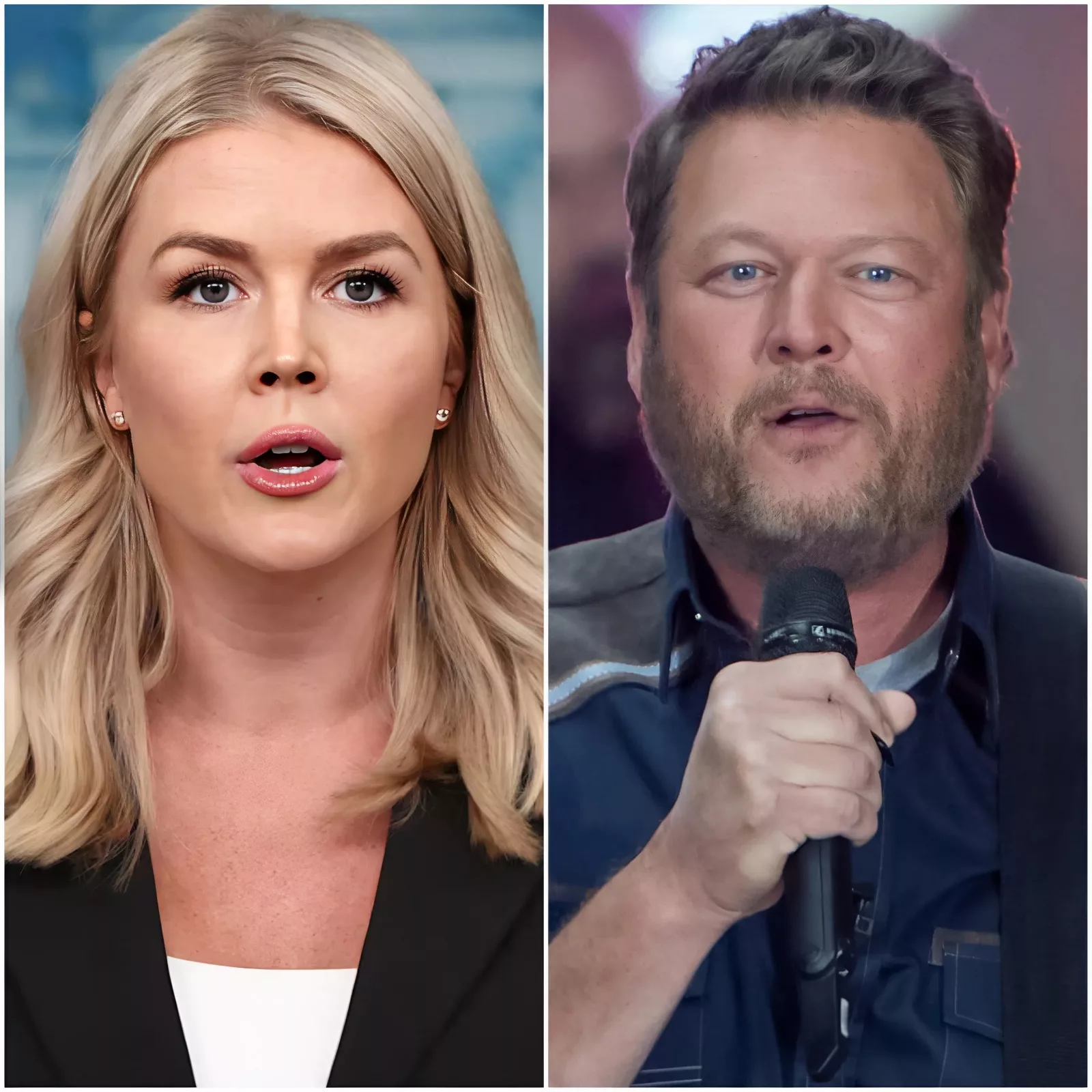 Cover Image for “YOU NEED TO BE SILENT!” — Karoline Leavitt’s Tweet Against Blake Shelton Backfires Spectacularly as He Reads Every Word on Live TV, Leaving the Entire Studio in Absolute Silence!!