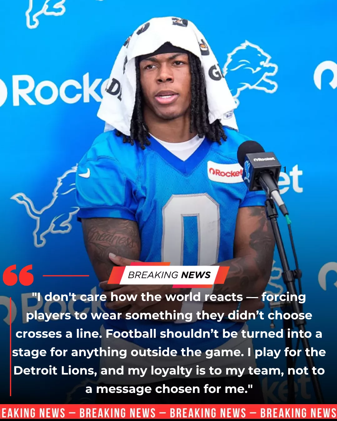 Cover Image for BREAKING NEWS: JAHMYR GIBBS SHAKES THE NFL AFTER REFUSING SYMBOLIC ARMBAND AHEAD OF LIONS–GIANTS SHOWDOWN