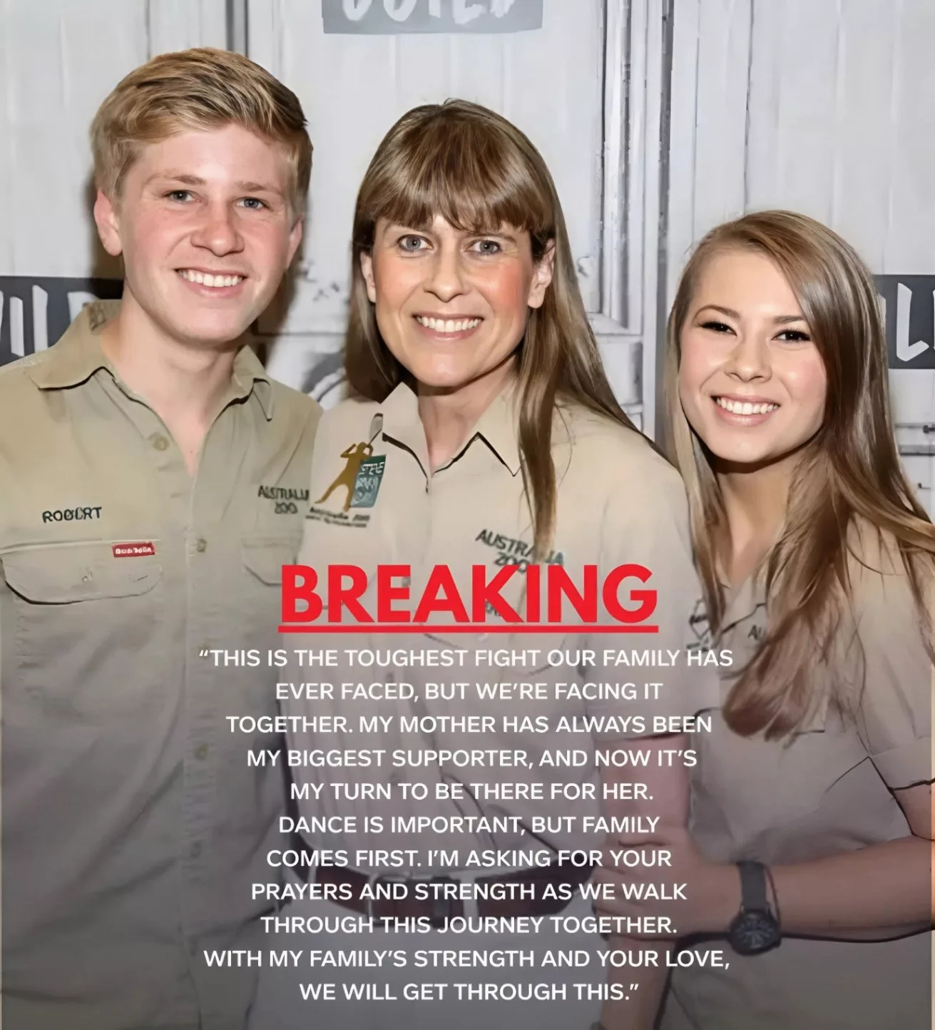Cover Image for Sad Update for the Irwin Family: Robert and Bindi Share Heartbreaking News About Their Mother — Fans Stunned