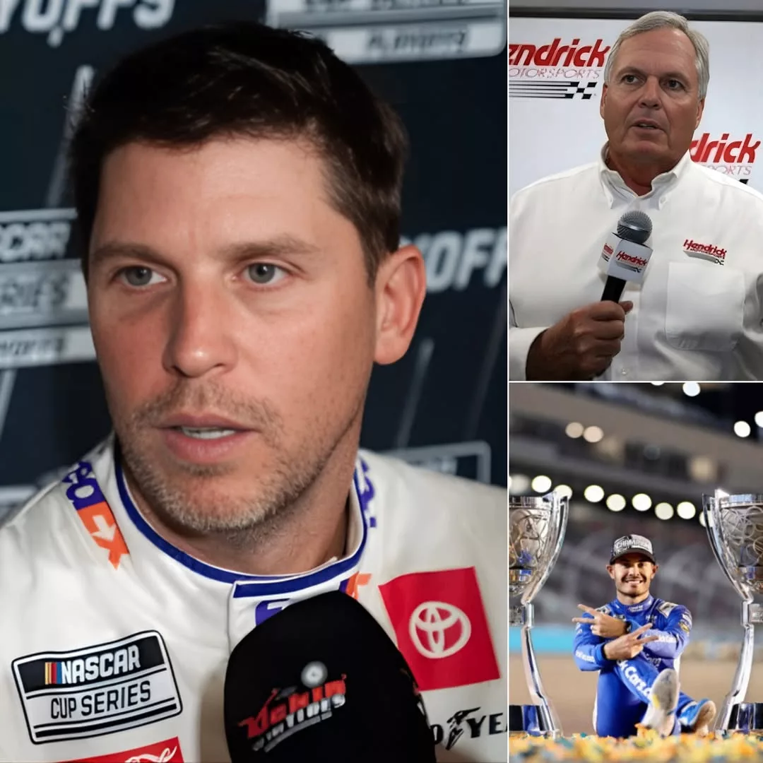 Cover Image for Denny Hamlin Says Kyle Larson’s Win Was ‘NASCAR Favor’ — Hendrick Fires Back