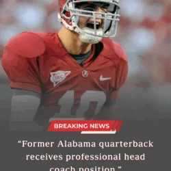 This just shattered every expectation in college football circles. A former Alabama quarterback has officially landed a professional head coaching job — and the reaction has been explosive. No long apprenticeship. No decades on the sidelines. Straight from the shadow of legends to the top chair. Some are calling it destiny. Others are calling it favoritism, branding power, and a system that rewards names faster than résumés. What’s undeniable is this: the Alabama pipeline just crossed a new line. From championships to clipboards, from huddle to headset — and now the pressure is unforgiving. One decision. One promotion. And suddenly the football world is arguing about merit, opportunity, and how fast greatness is supposed to arrive.