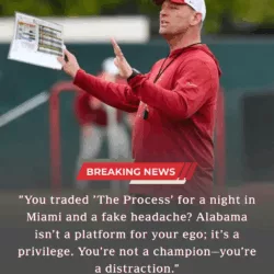 SHOCK IN TUSCALOOSA: Alabama suspends three starters right before the Big Game! The 'Standard' at Alabama has been severely challenged. Three vital players skipped practice citing 'severe migraines,' but in reality, they secretly flew to Miami to attend an unauthorized NIL brand launch party at a beachfront nightclub.