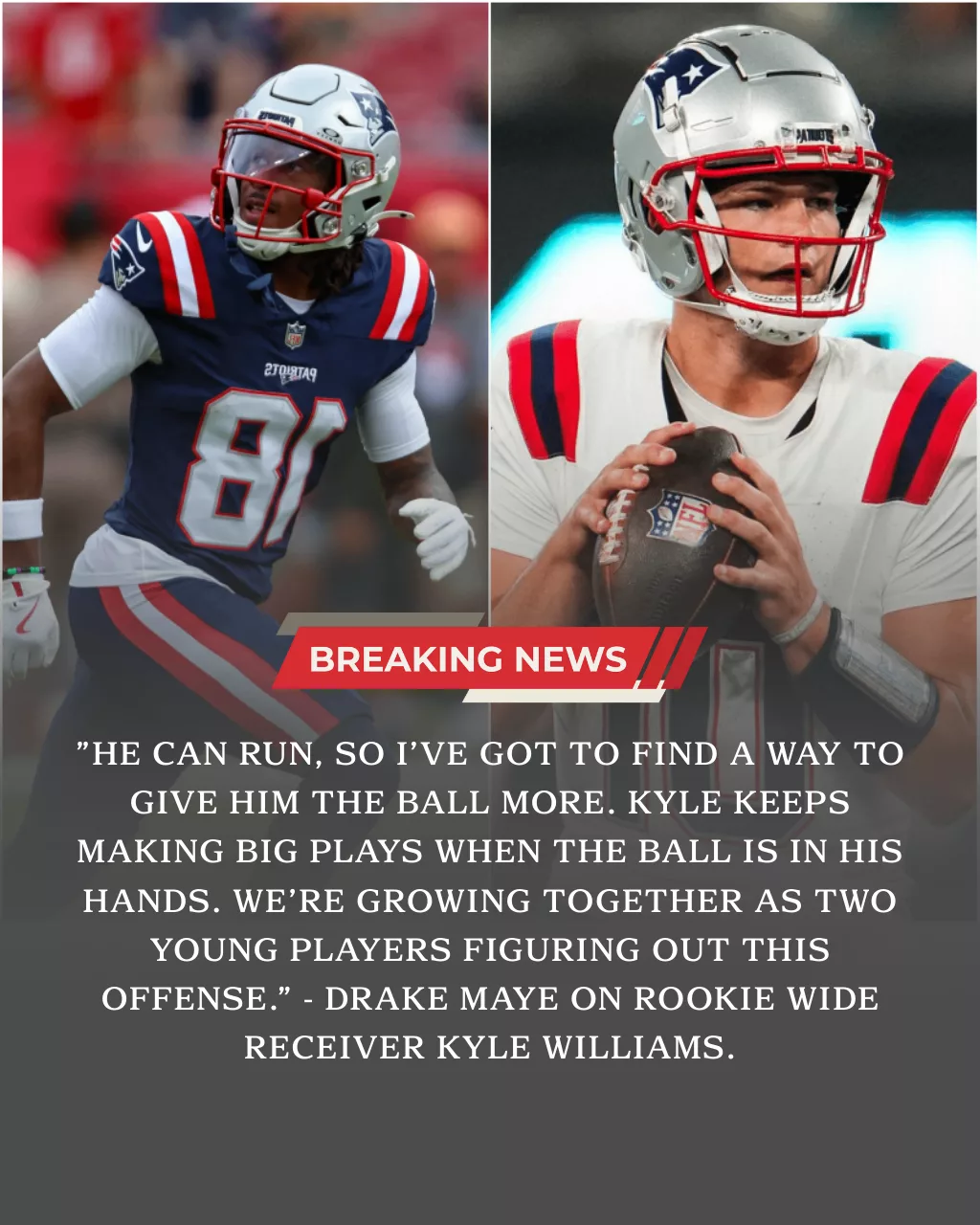 BREAKING: New England Patriots rookie Kyle Williams is taking the league by storm, becoming the first Patriots receiver since 2016 to record three touchdowns of 30+ yards in a single season. The 3rd-round pick has emerged as Drake Maye’s premier deep threat, fueling a 12-3 record and a guaranteed spot in the 2025 postseason.