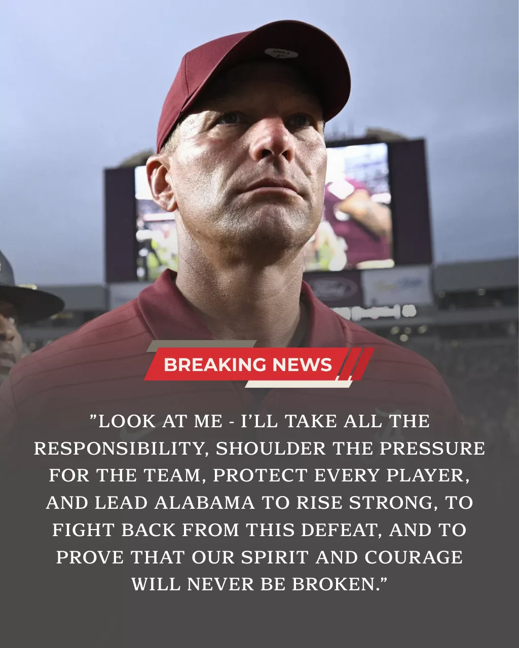 Cover Image for “LOOK AT ME — I’LL TAKE IT ALL”: Kalen DeBoer Stands as a Shield Following Alabama’s Crushing Playoff Defeat