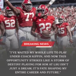 BREAKING: A star player from the Alabama Crimson Tide is set to join LSU under newly appointed head coach Lane Kiffin. The transfer move unfolded extremely quickly, right after Alabama’s season came to an end, and he will officially leave the team to begin a new chapter at LSU.