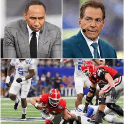“SIT DOWN. AND BE QUIET, STEPHEN.” — Nick Saban SHUTS DOWN Stephen A. Smith LIVE ON AIR after a fiery attack on Georgia following their heartbreaking 39–34 loss to Ole Miss, leaving the ESPN studio completely frozen.