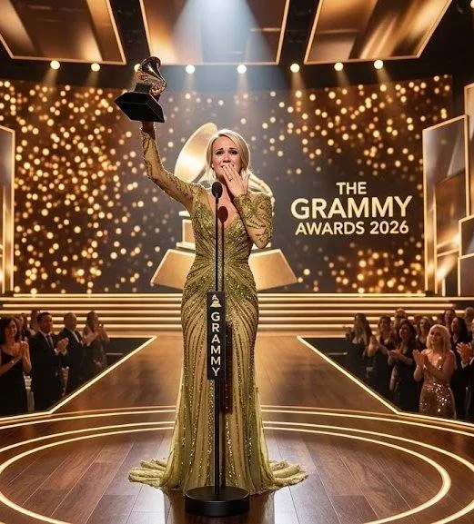 Cover Image for 🏆The Grammy Awards tonight weren’t ready for what hit them. When the winner for Best Country Album was announced, the entire room erupted—not in polite applause, but in a wild, electric roar. Because stepping into those golden lights wasn’t some polished industry newcomer… it was legendary country superstar Carrie Underwood.